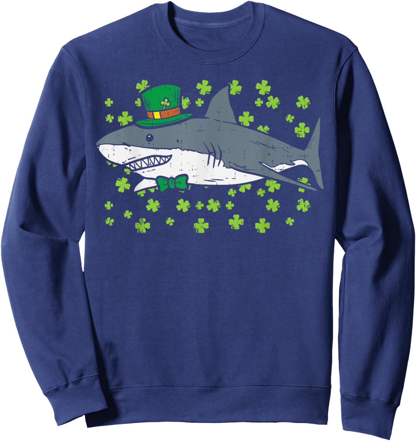 Irish Leprechaun Shark Shamrock St Patricks Day Animal Gift Sweatshirt - Sweatshirt | Navy