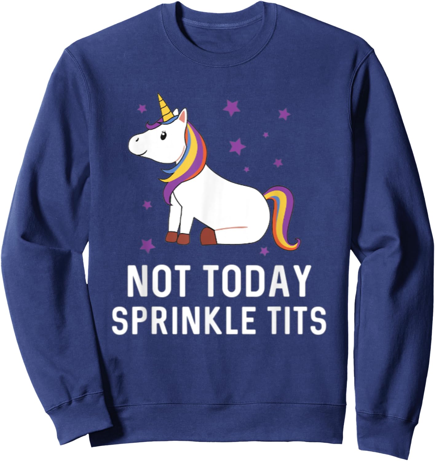 Not Today Sprinkle Tits Unicorn Rainbow Majestic Magical Sweatshirt - Sweatshirt | Navy