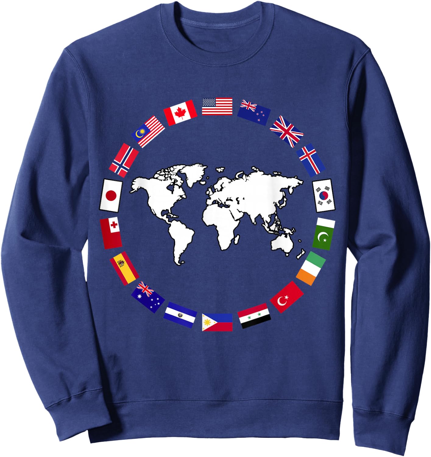World Map Country Flag Atlas Sweatshirt - Sweatshirt | Navy