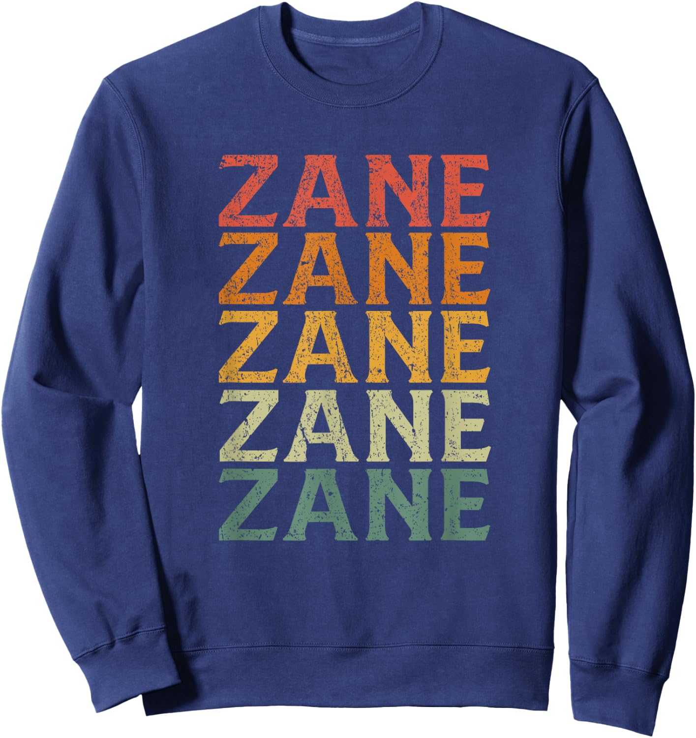 Retro Custom First Name Zane Sweatshirt - Sweatshirt | Navy