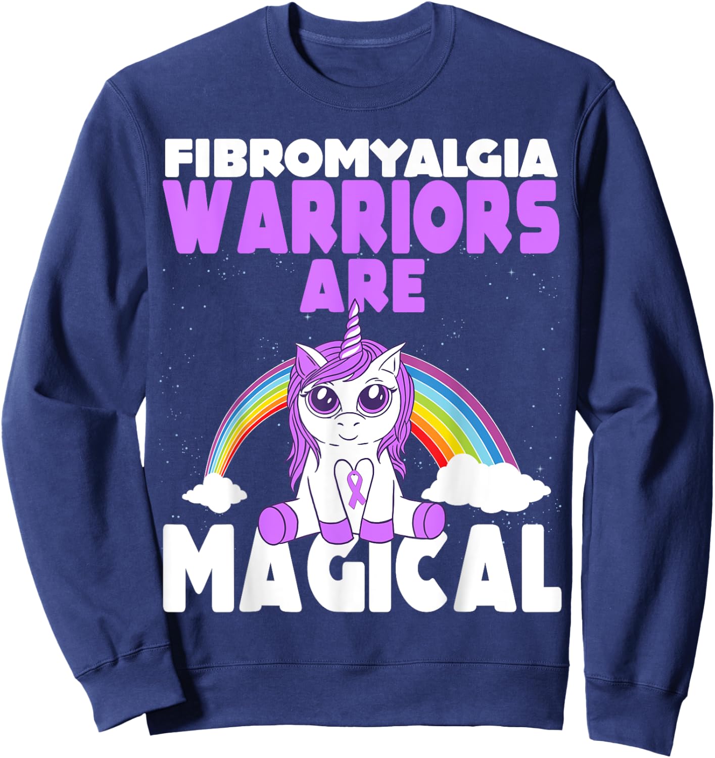 Fibromyalgia Awareness Warriors are magical Unicorn Sweatshirt - Sweatshirt | Navy