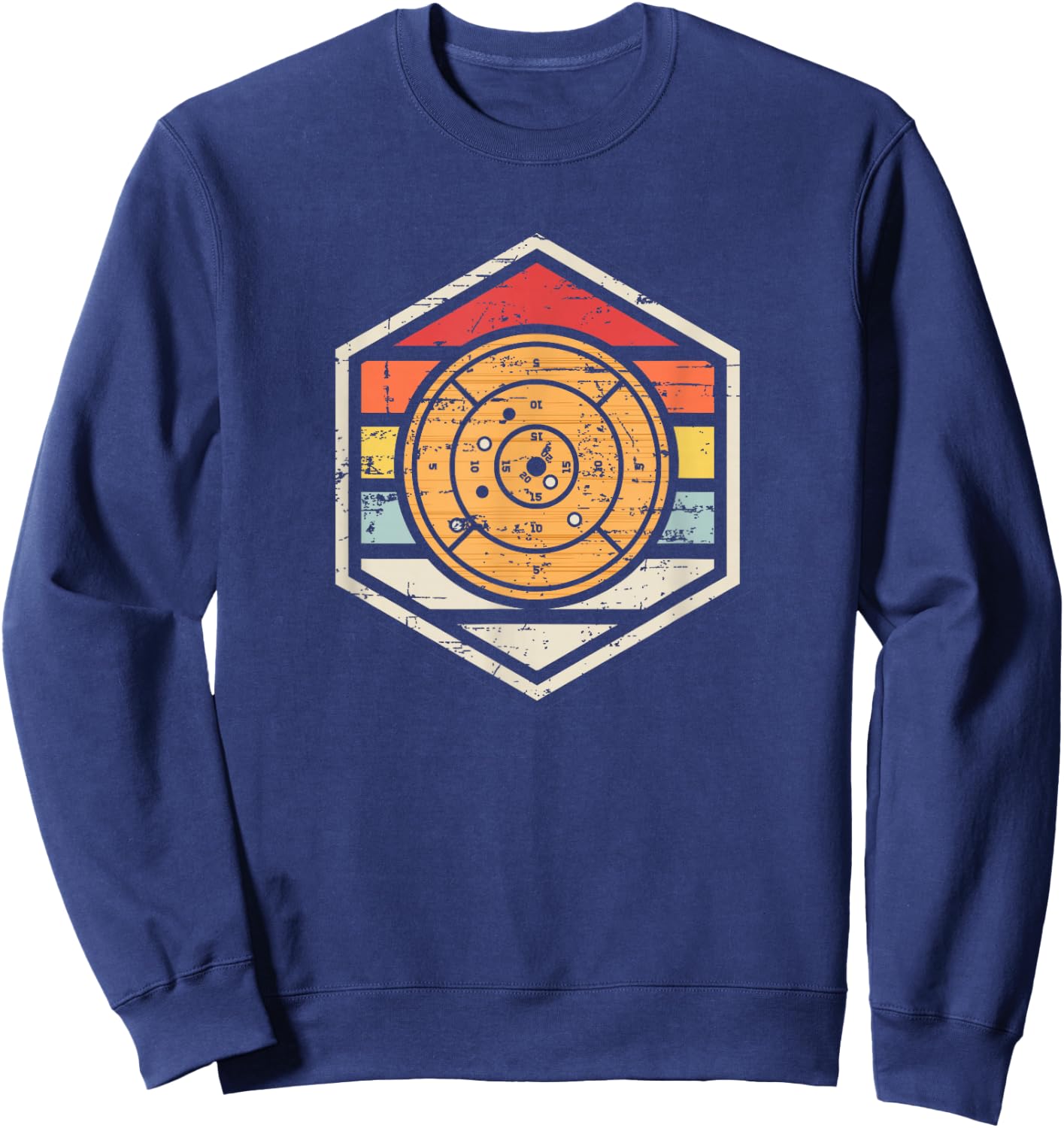 Retro Badge Crokinole Board Sweatshirt - Sweatshirt | Navy