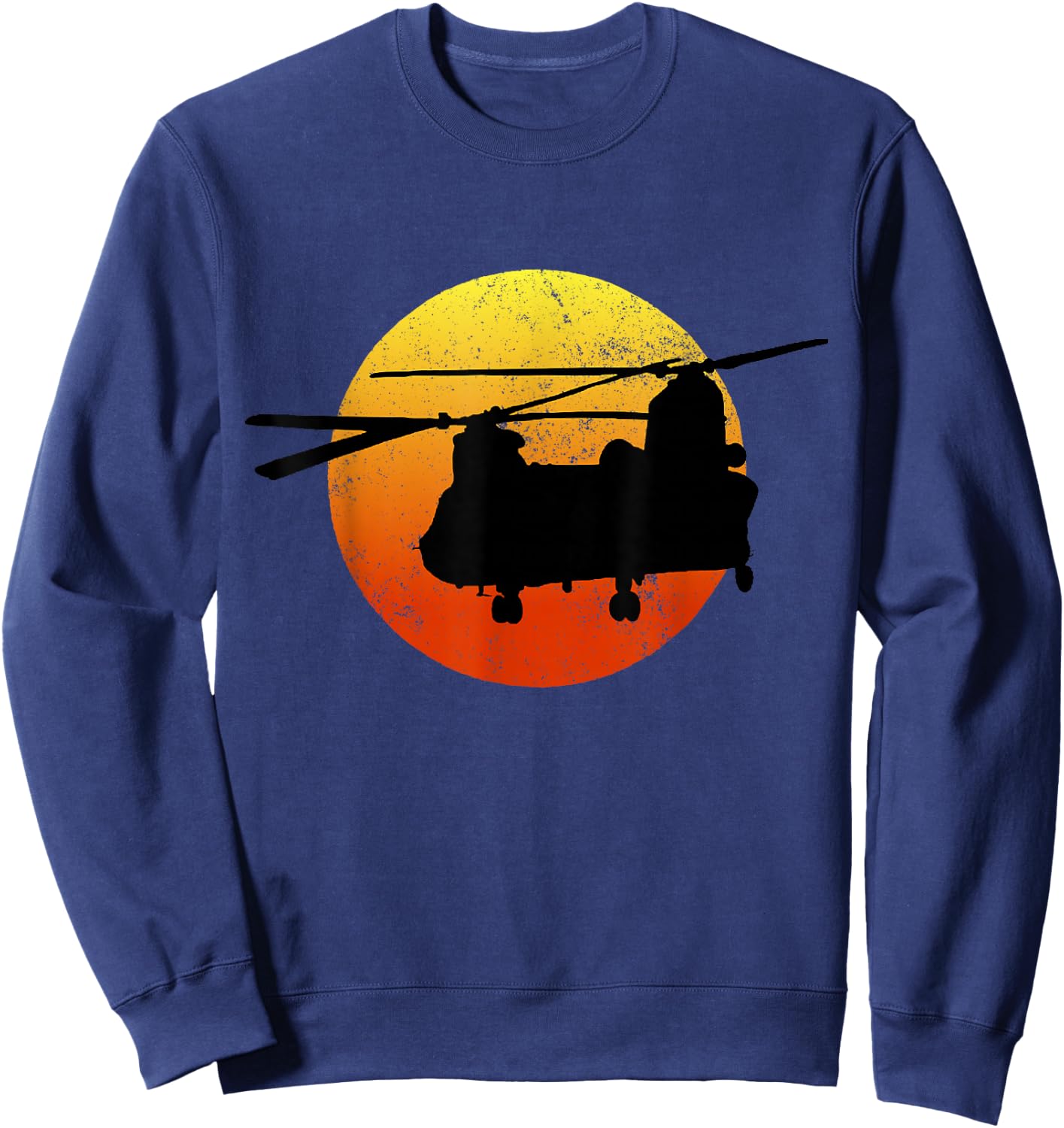 CH47 Chinook Silhouette Sunset Military Helicopter CH47 Sweatshirt - Sweatshirt | Navy
