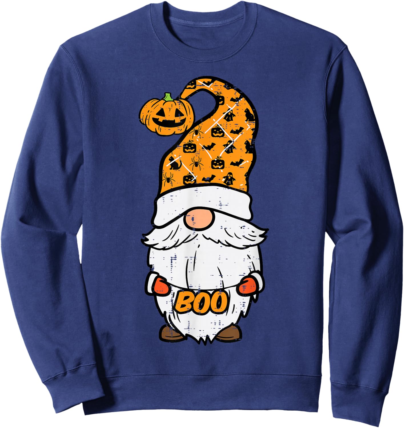 Halloween Gnome Boo Fall Garden Costume Women Girls Boys Kid Sweatshirt - Sweatshirt | Navy