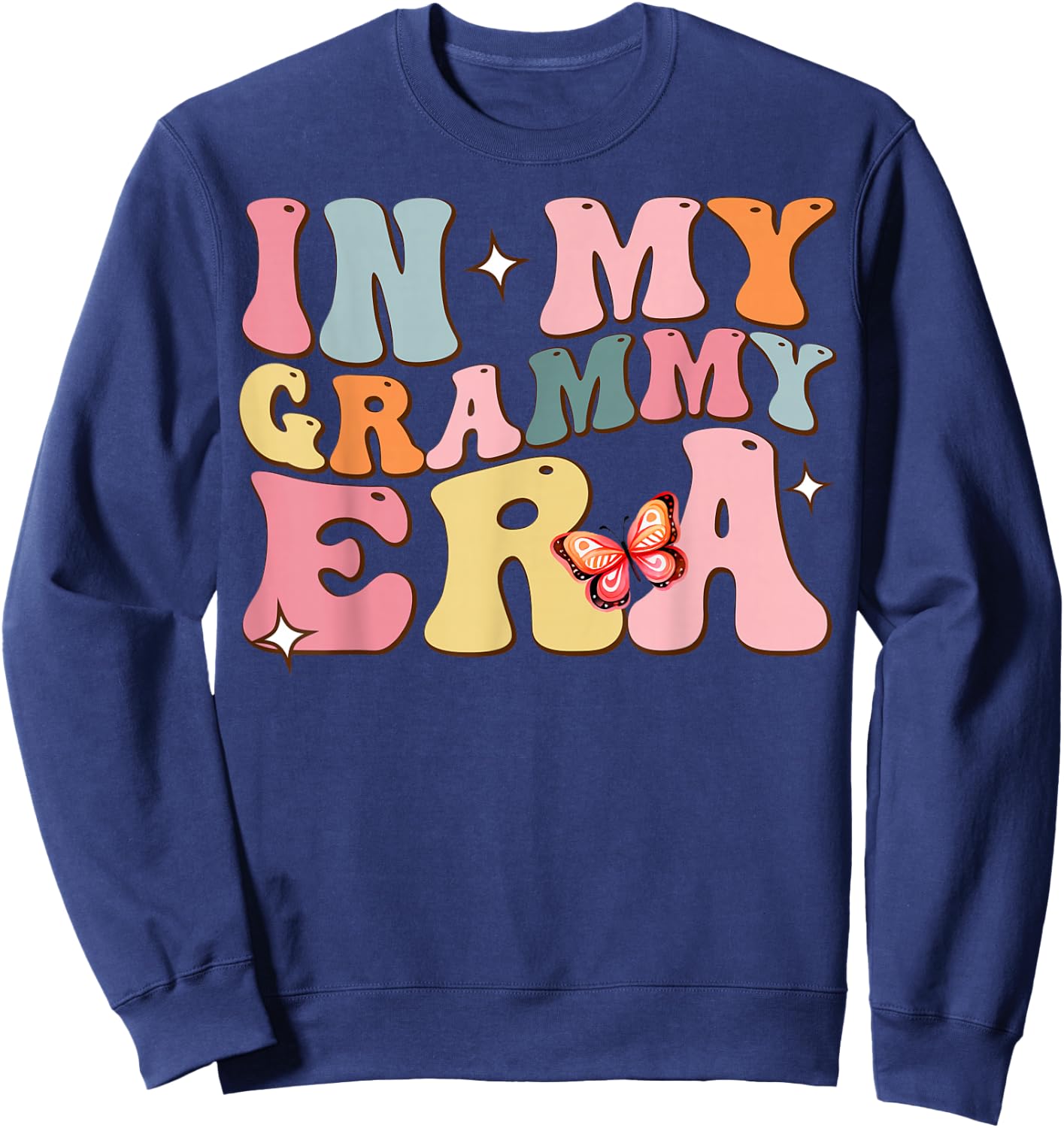 In My Grammy Era Lover Groovy Retro Mom Mother's Day Sweatshirt - Sweatshirt | Navy