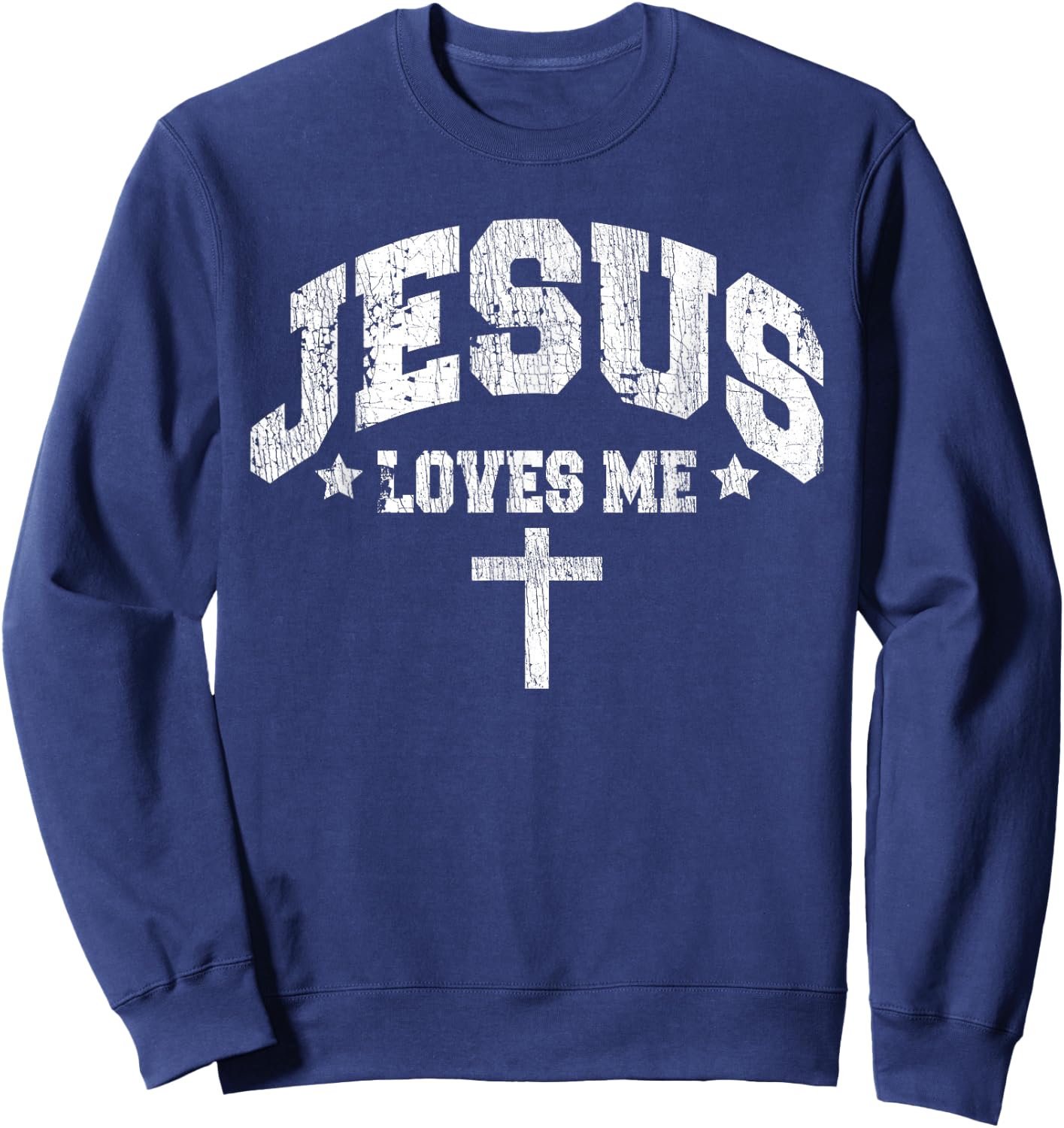Jesus Loves Me Vintage Style Men Sweatshirt - Sweatshirt | Navy