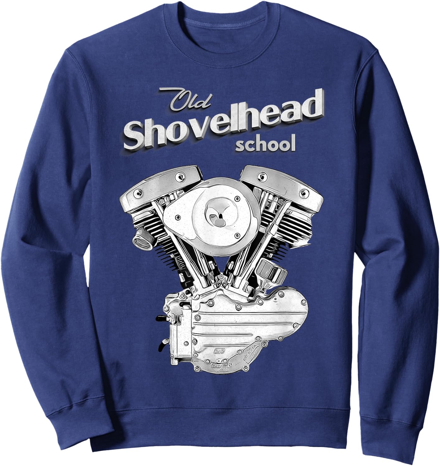 Vintage HD Shovelhead Motorcycle FLH Engine Motor Biker Sweatshirt - Sweatshirt | Navy
