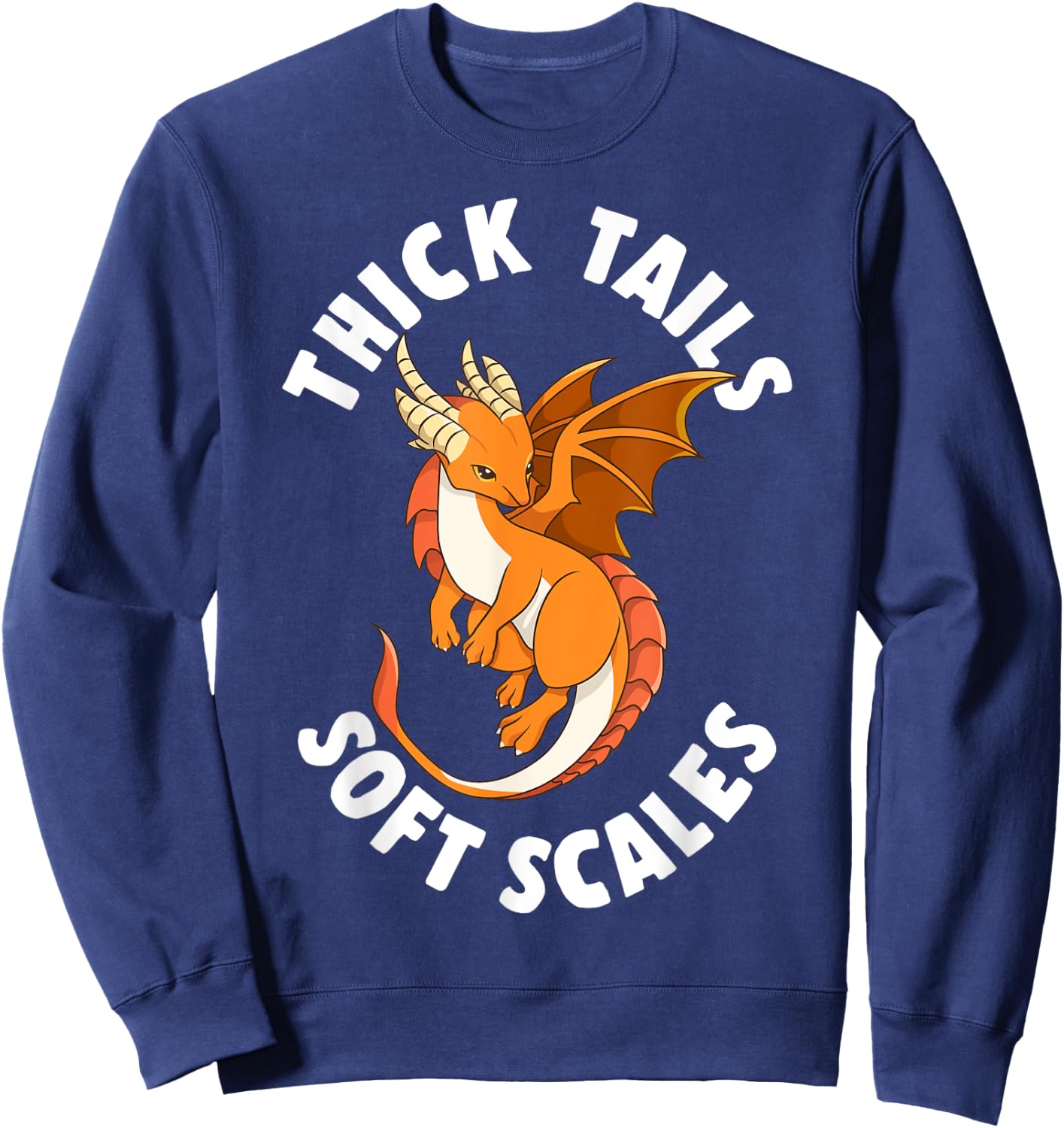 Thick Tails Soft Scales Dragon Cute Design Sweatshirt - Sweatshirt | Navy