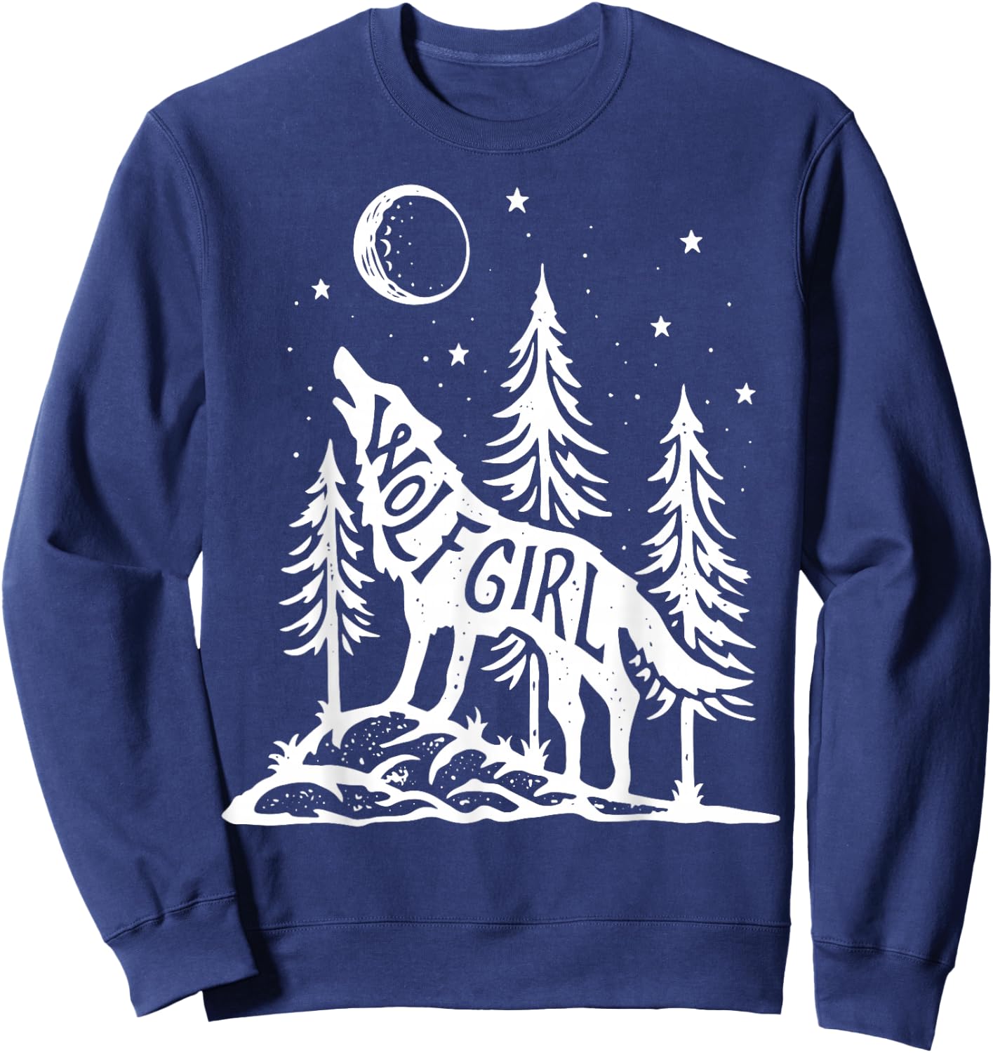 Wolf Girl Who Loves Wolves Funny Animal Lovers Women Outdoor Sweatshirt - Sweatshirt | Navy