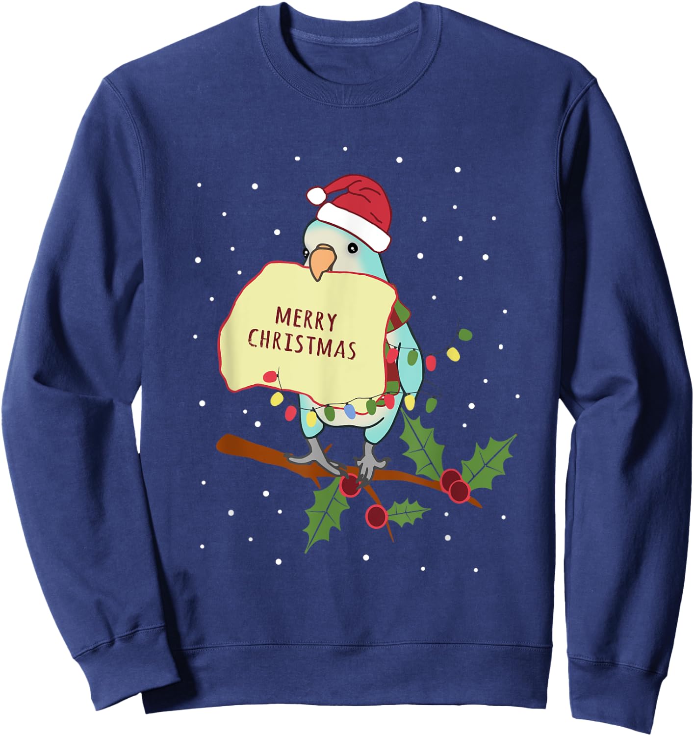 Merry christmas Blue Quaker Parrot Owner Birb memes Sweatshirt - Sweatshirt | Navy