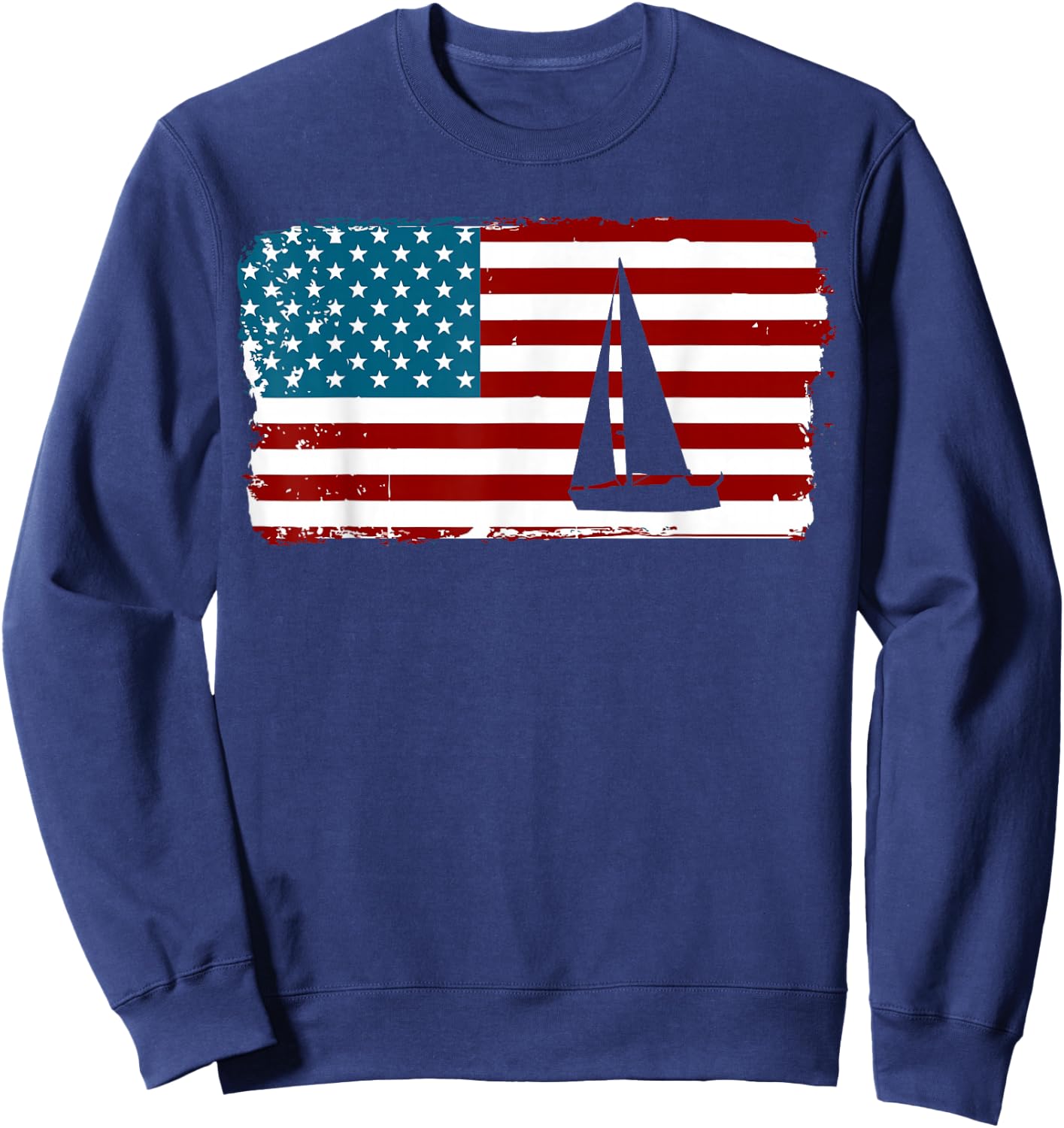 American Flag Sailing | Cute Boating Gift Sweatshirt - Sweatshirt | Navy