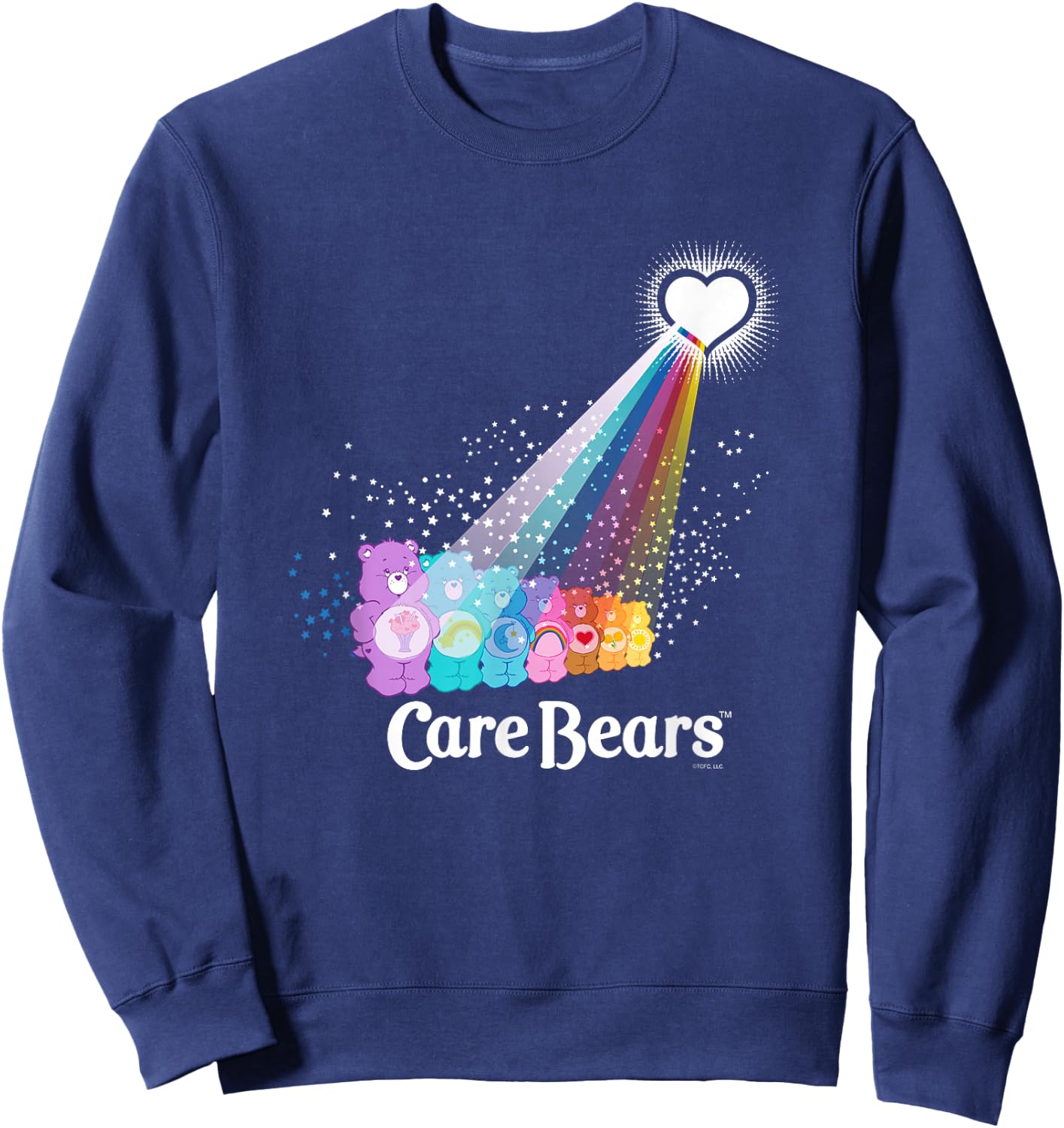 Care Bears Love Light Glow Rainbow Retro Cartoon Sweatshirt - Sweatshirt | Navy