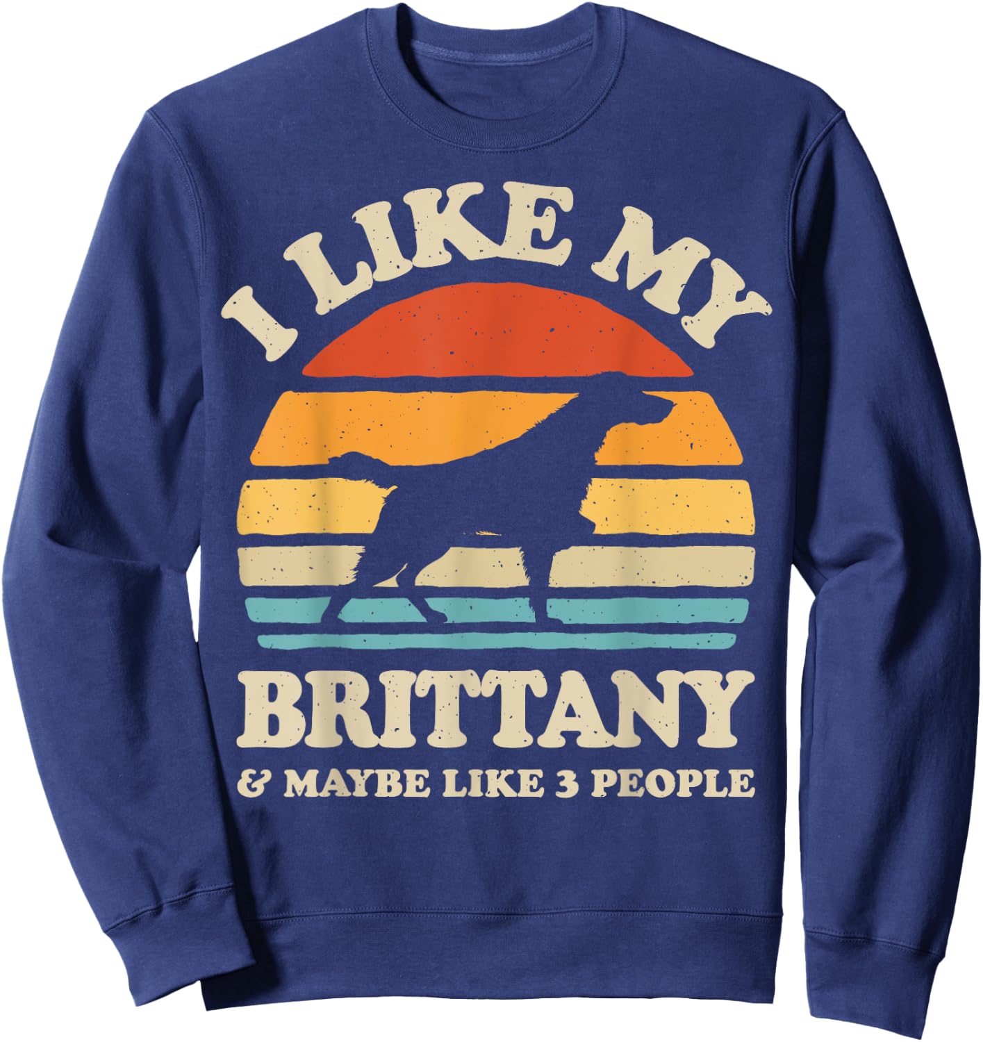 I Like My Brittany Spaniel And Maybe Like 3 People Dog Retro Women Girls Kids Sweatshirt - Sweatshirt | Navy