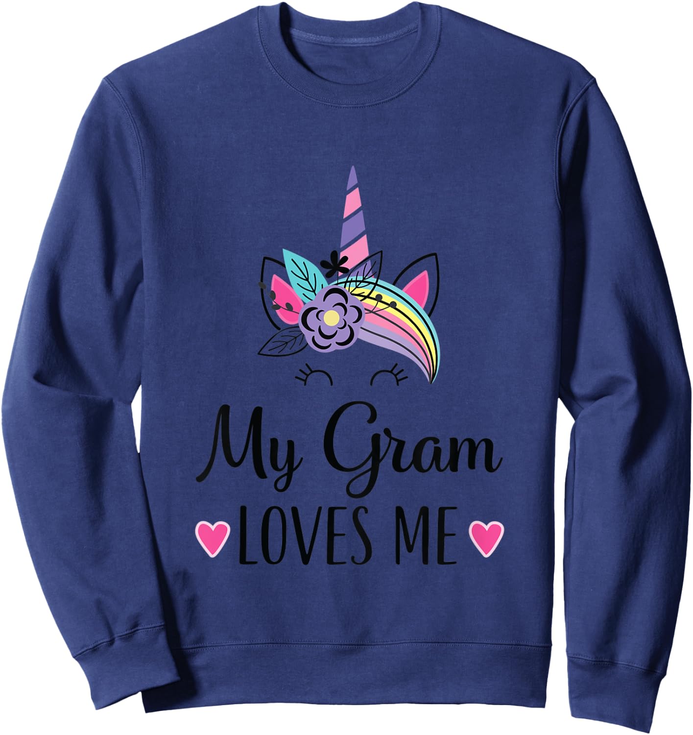 Kids My Gram Loves Me Unicorn Granddaughter Sweatshirt - Sweatshirt | Navy