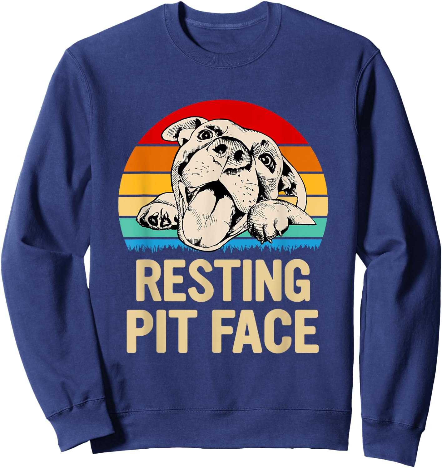 Resting Pit Face Gift Pitbull Lovers and Pittie Owners Sweatshirt - Sweatshirt | Navy