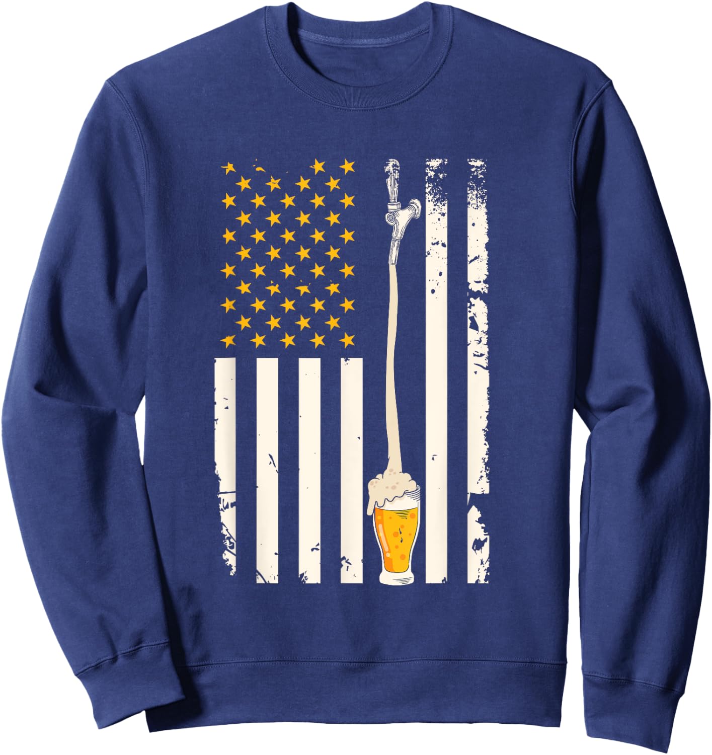 Patriotic American Brewer US Flag Craft Beer Women Men Sweatshirt - Sweatshirt | Navy