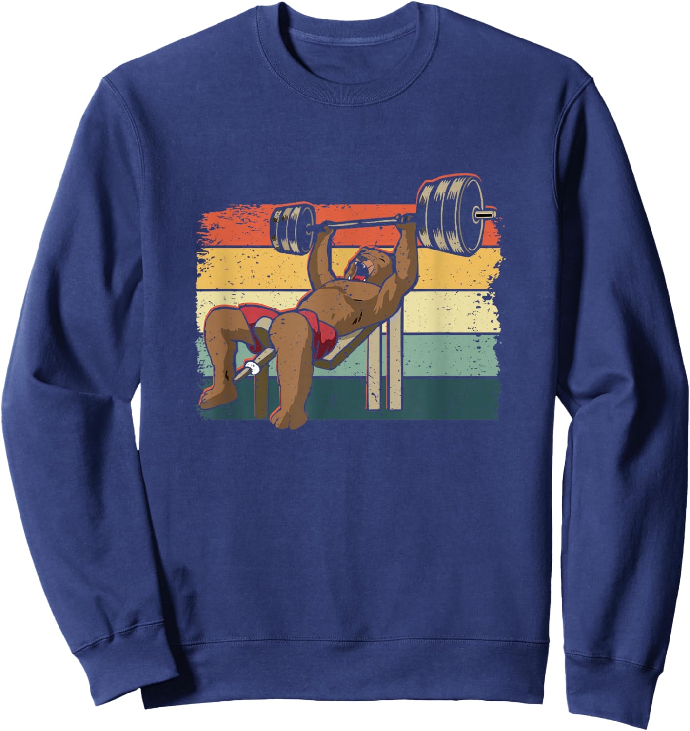 Powerlifter Weightlifting Bench Press Bear Powerlifting Sweatshirt - Sweatshirt | Navy