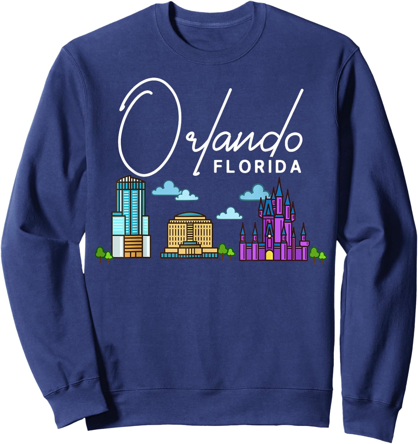 Orlando Florida City Skyline Map Travel Sweatshirt - Sweatshirt | Navy