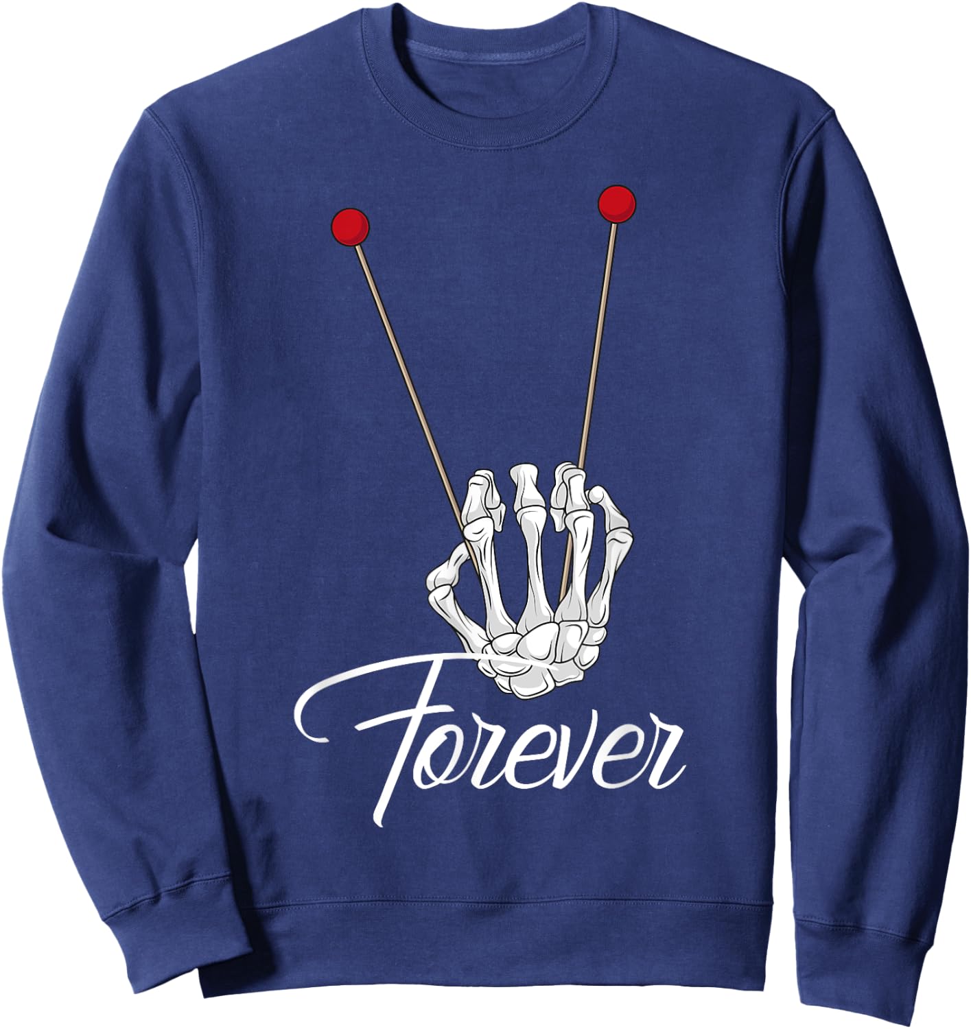 Mallets Forever - Marimba Xylophone Band Skeleton Hand Sweatshirt - Sweatshirt | Navy