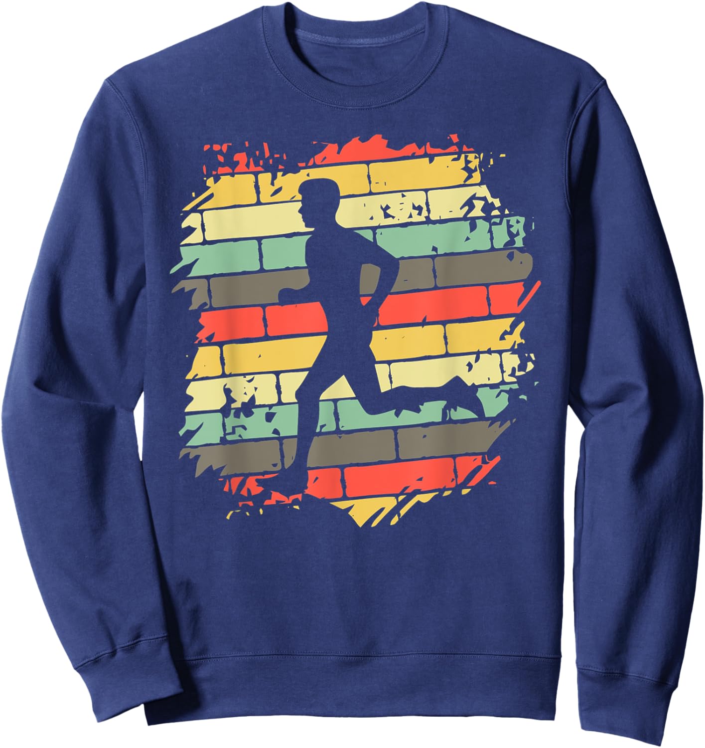 Vintage Runner Silhouette Shirt Urban Running Retro Graphic Sweatshirt - Sweatshirt | Navy