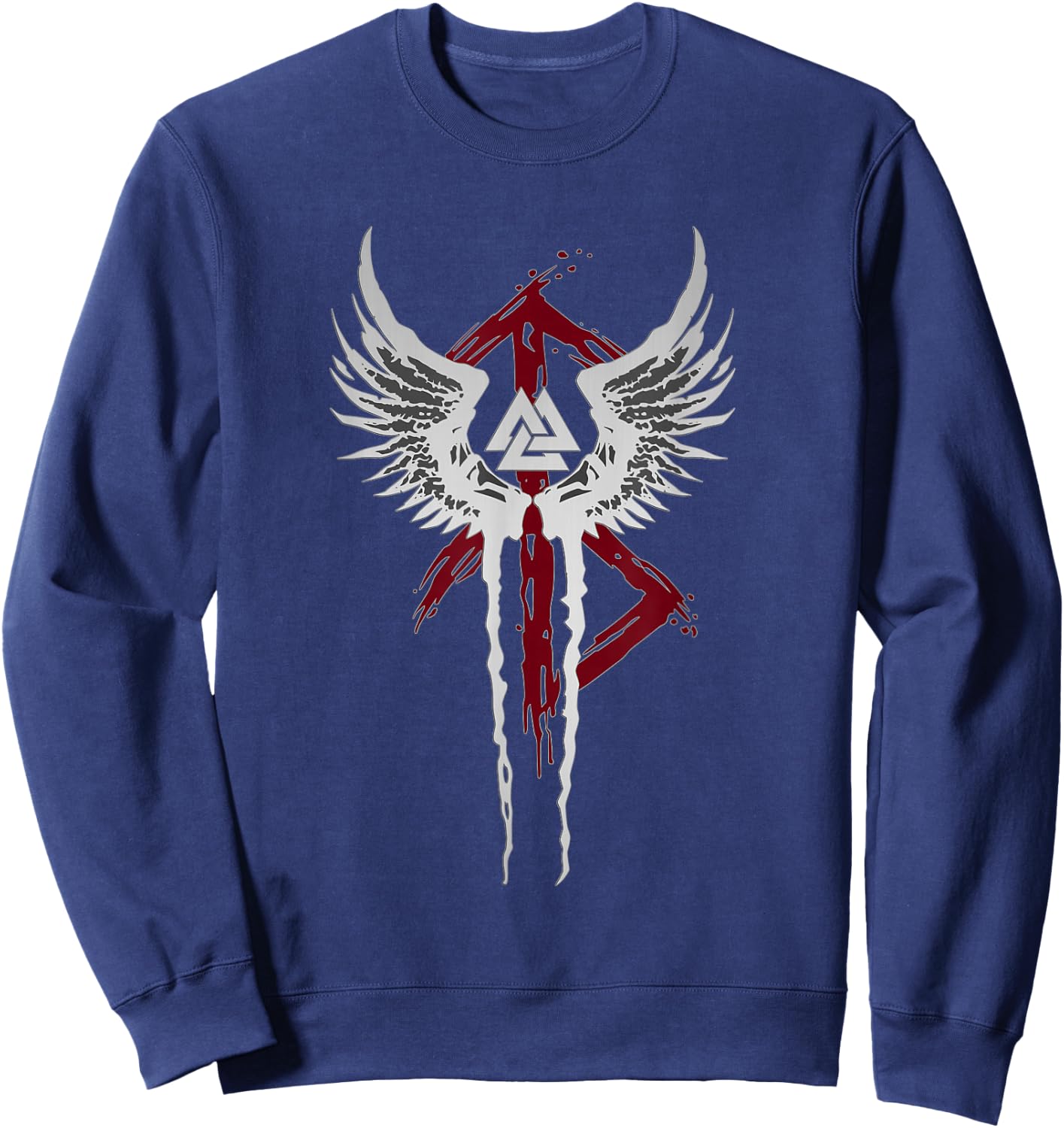 Valkyrie Symbol Valknut Odin Wings Vikings Asgard Valhalla Sweatshirt - Sweatshirt | Navy