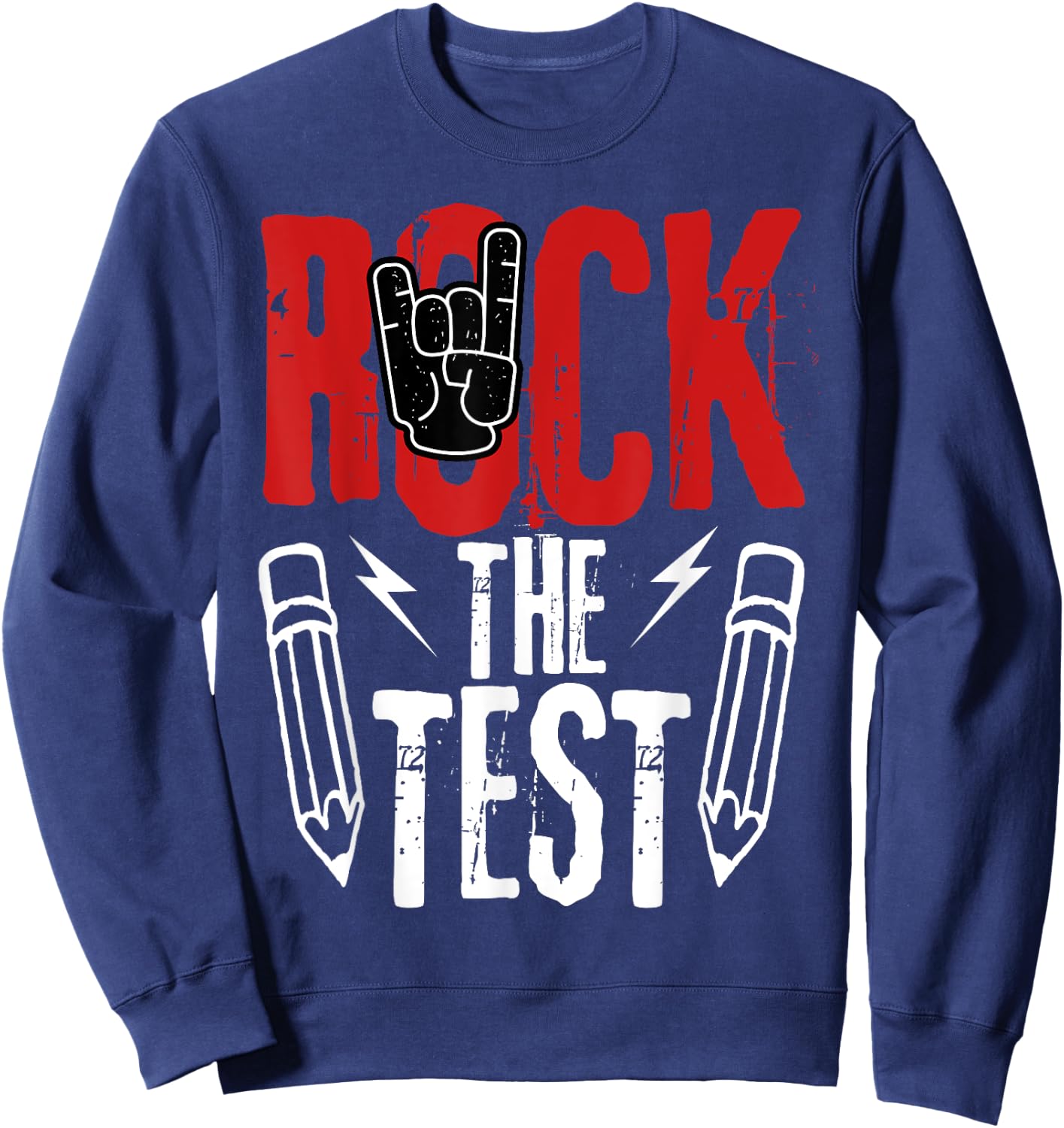 Test Day Rock The Funny Metal Teacher Student Testing Exam Sweatshirt - Sweatshirt | Navy