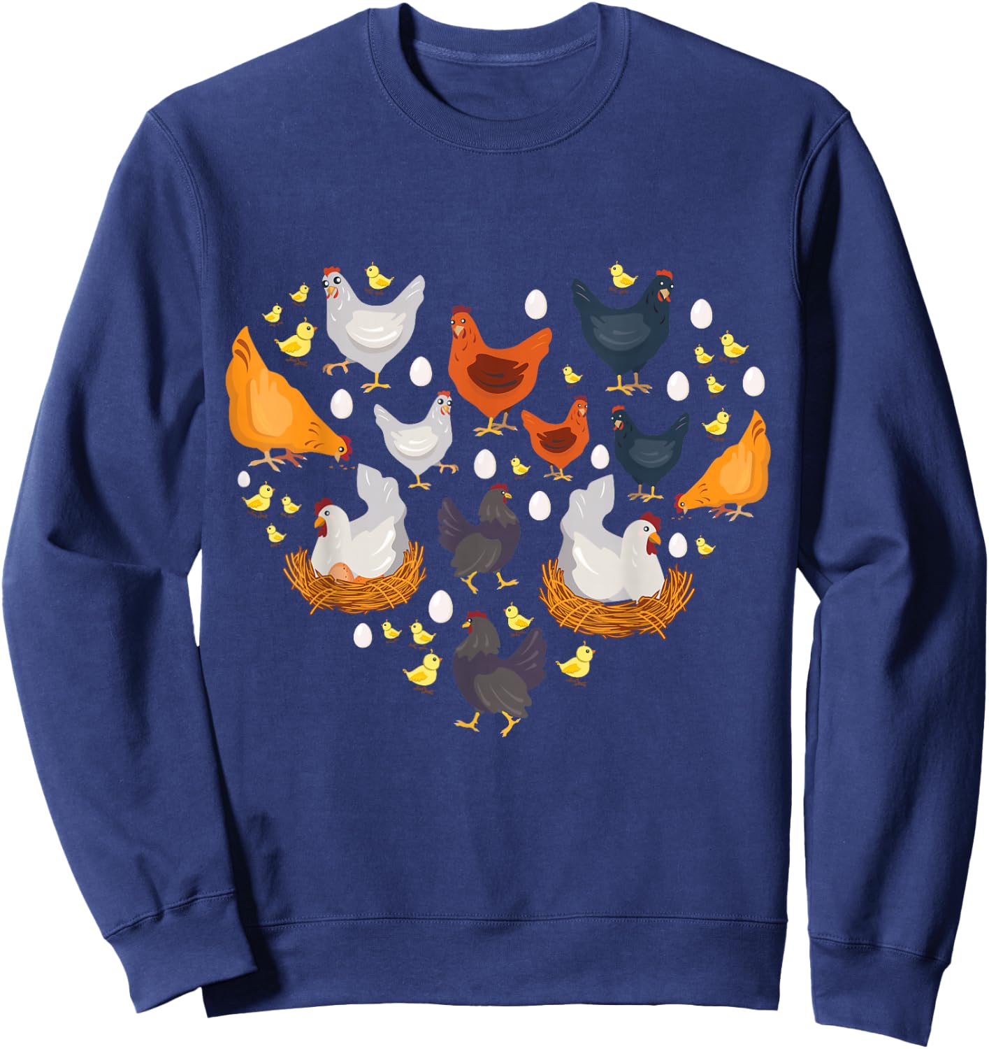 Chickens Heart Love Chicken Lady Women Men Kids Farmer Gift Small Sweatshirt - Sweatshirt | Navy