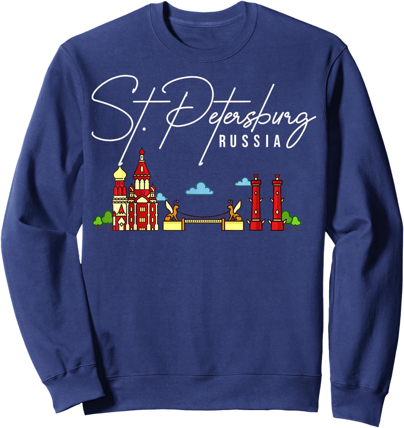 St. Petersburg Russia City Skyline Map Travel Sweatshirt - Sweatshirt | Navy