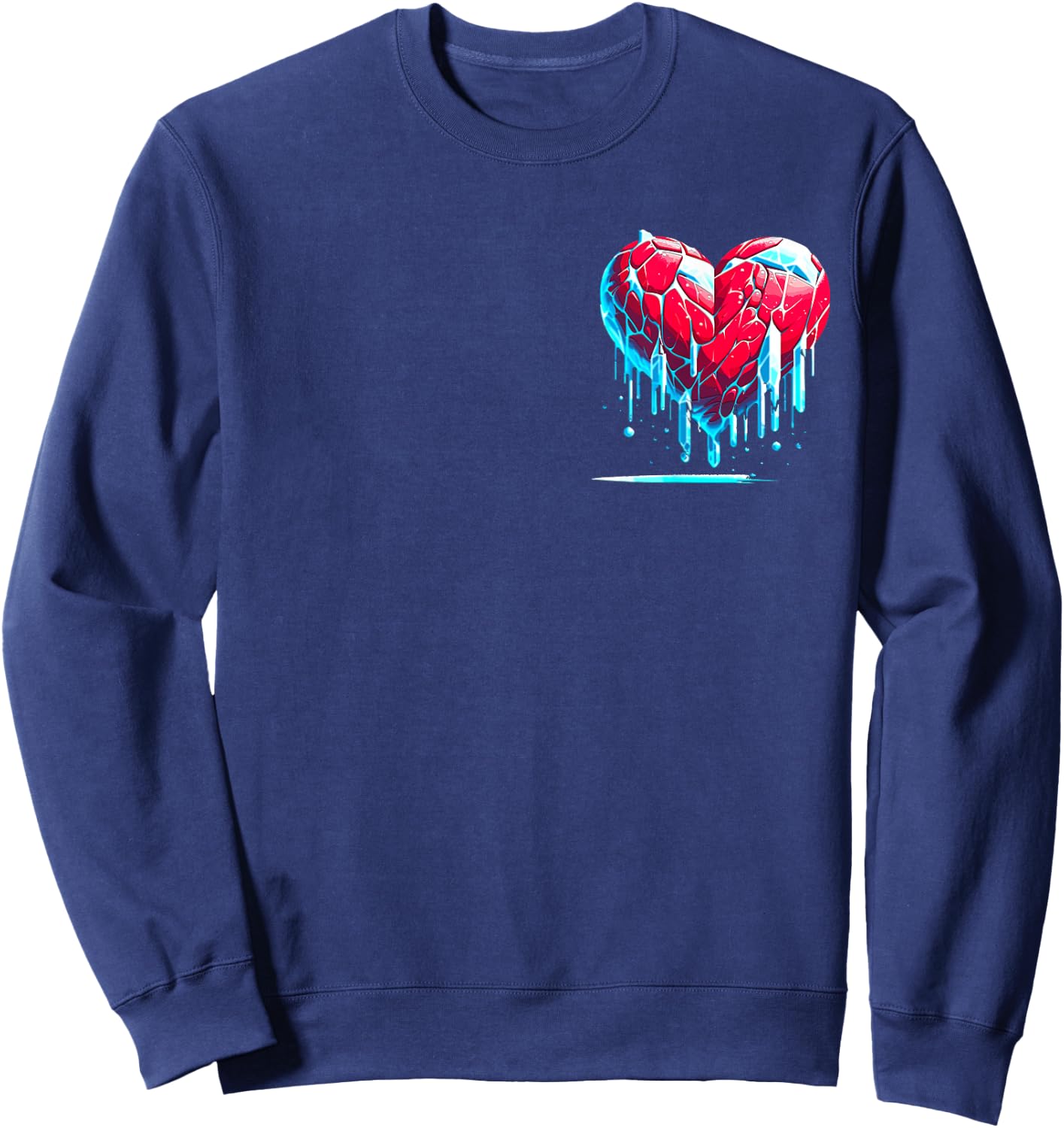 Funny Icy Cold Heart Artistic Frozen Heart Sweatshirt - Sweatshirt | Navy