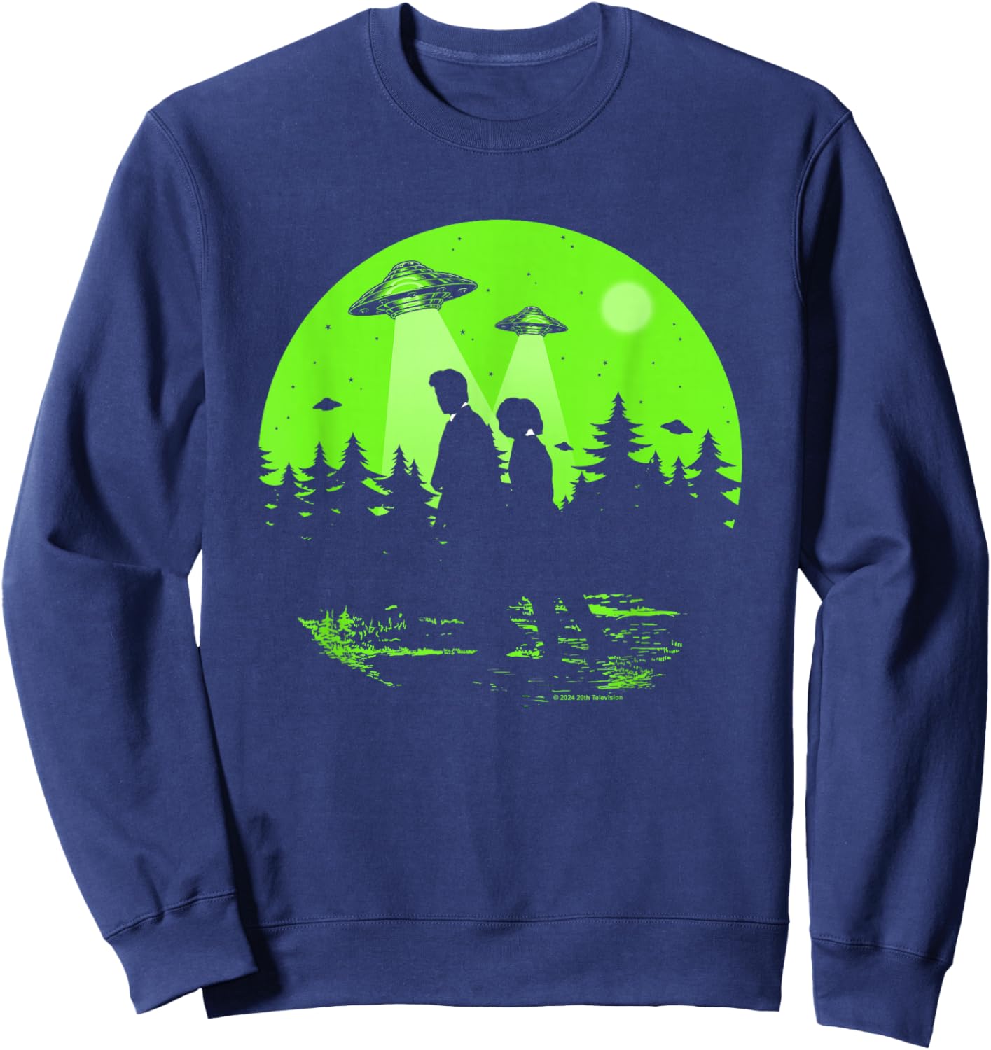 X-Files Mulder & Scully Silhouettes In The Woods Sweatshirt - Sweatshirt | Navy