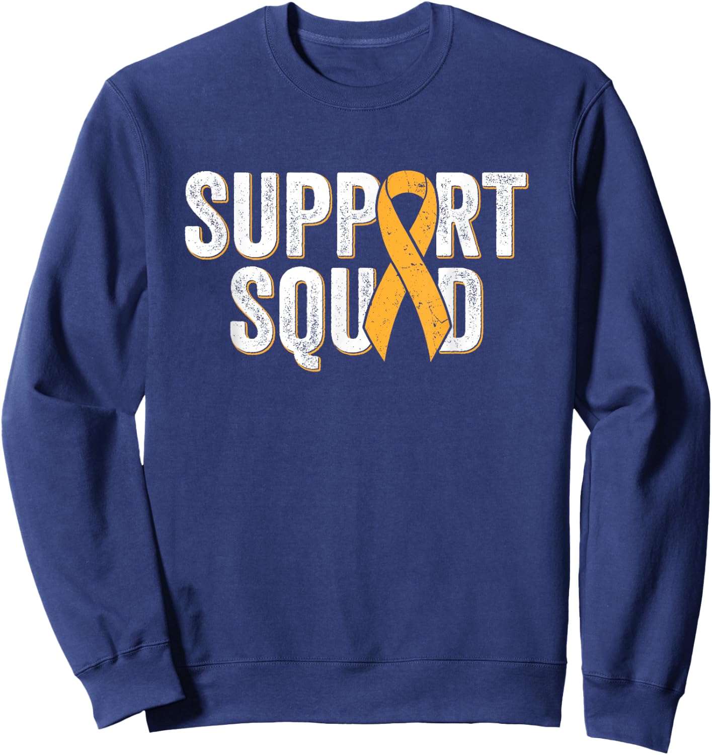 Multiple Sclerosis Support Squad, Orange MS Awareness Ribbon Sweatshirt - Sweatshirt | Navy