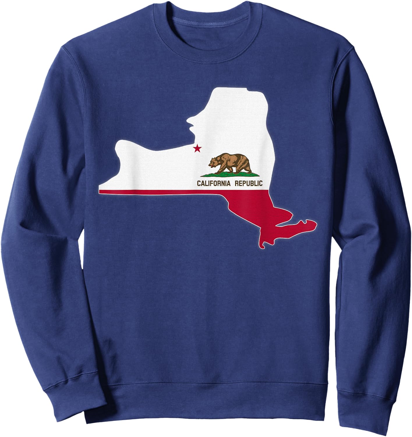 NEW YORK STATE MAP CALIFORNIA CA Flag Roots Men Women Gift Sweatshirt - Sweatshirt | Navy