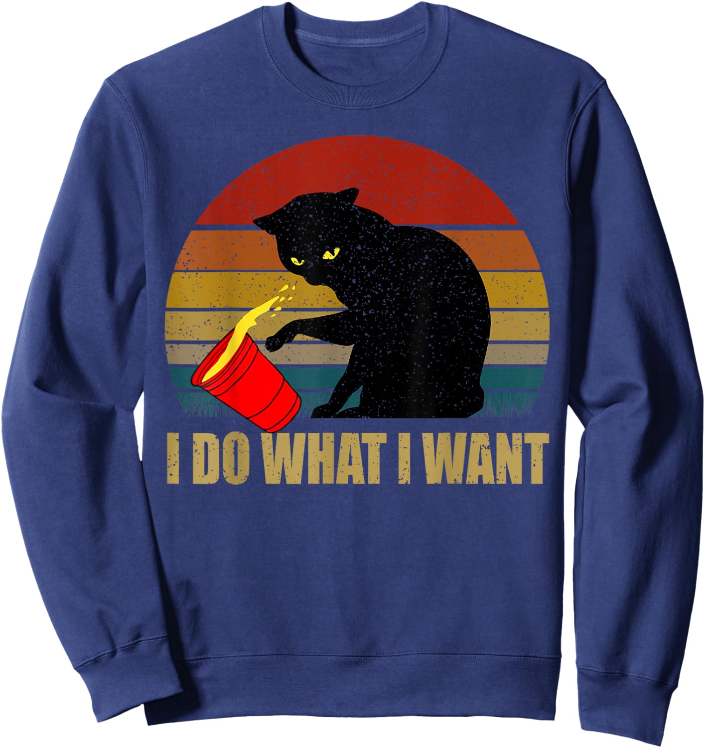 Angry Cat Evil Women Girls Kids Sweatshirt - Sweatshirt | Navy