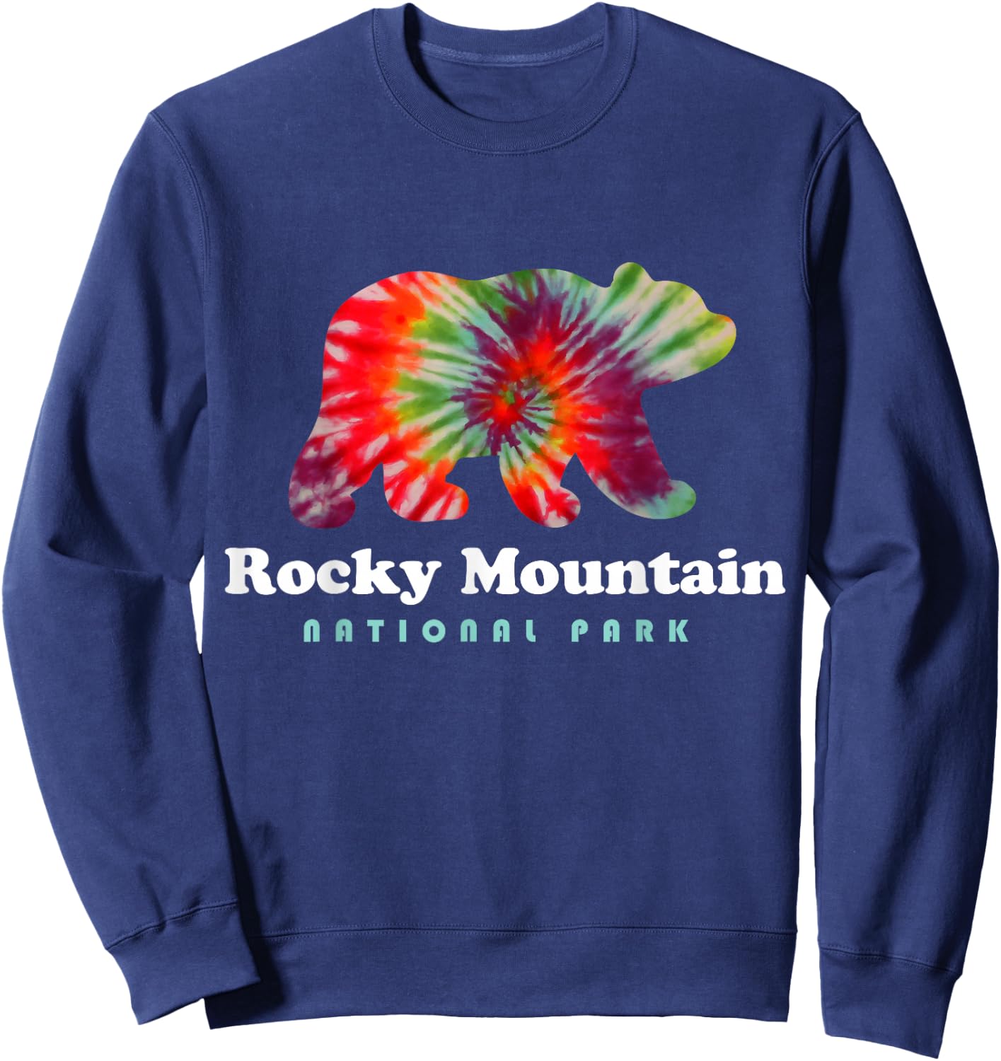 Rocky Mountain National Park Tie Dye Bear Rocky Mountains Sweatshirt - Sweatshirt | Navy