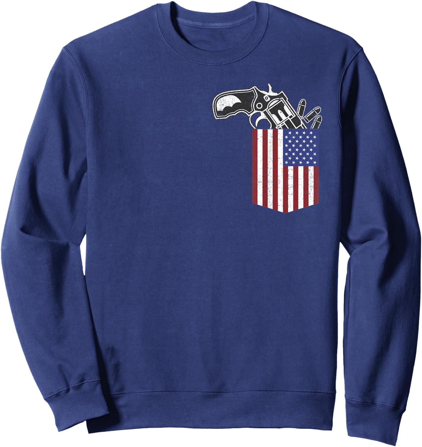 USA Chest Pocket With Gun Pistol Pocket Sweatshirt - Sweatshirt | Navy