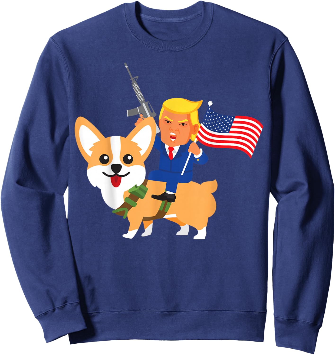 Trump Corgi Gun Merica 2020 Election Donald Dog Mom Gift Women Sweatshirt - Sweatshirt | Navy