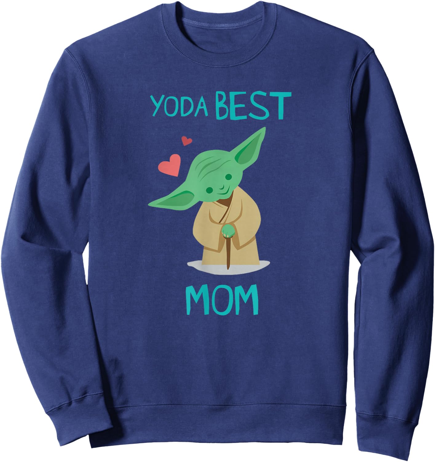 Star Wars Yoda Best Mom Hearts Mother's Day Sweatshirt - Sweatshirt | Navy