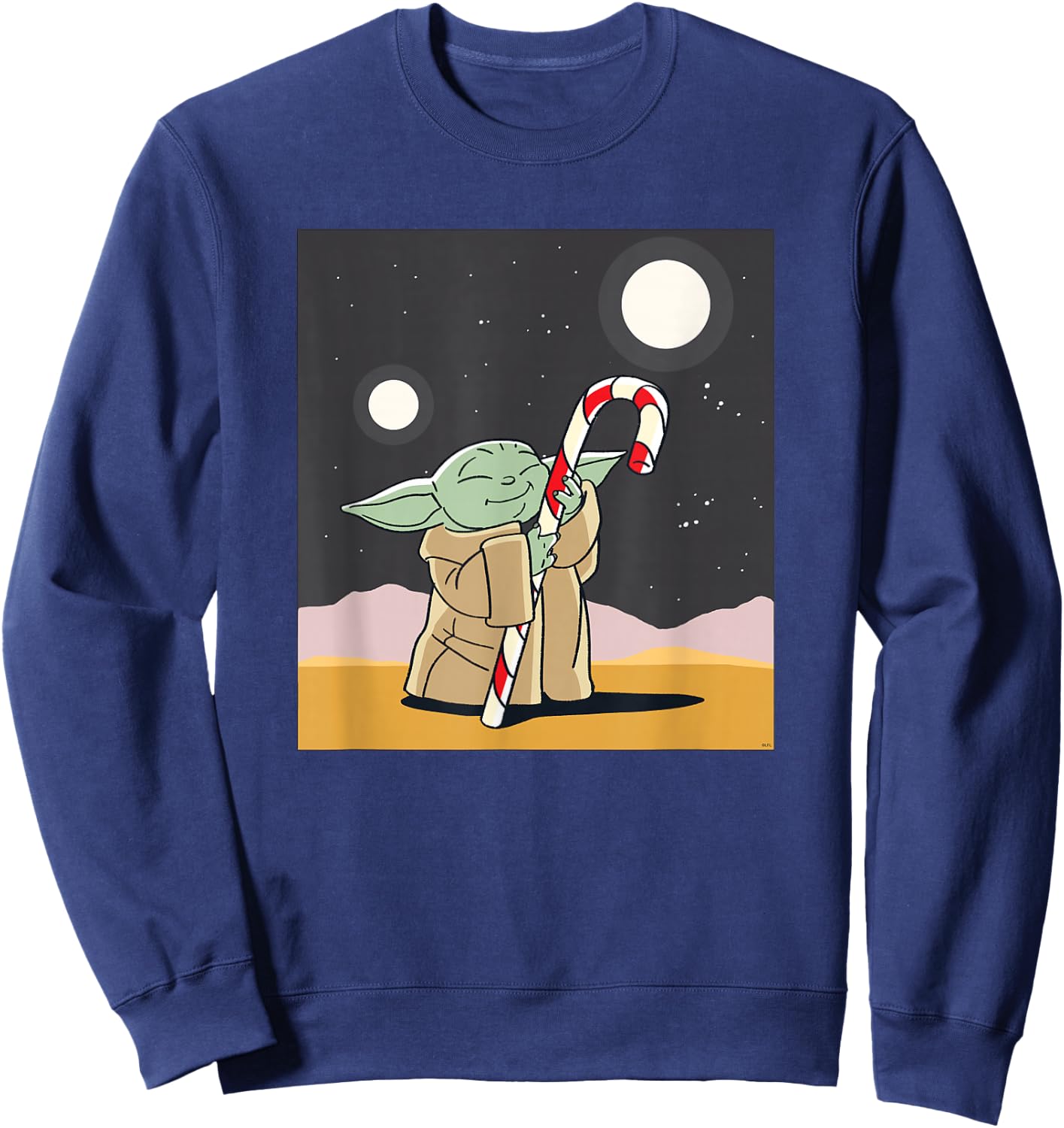 Star Wars The Mandalorian Grogu Christmas Holiday Candy Cane Sweatshirt - Sweatshirt | Navy