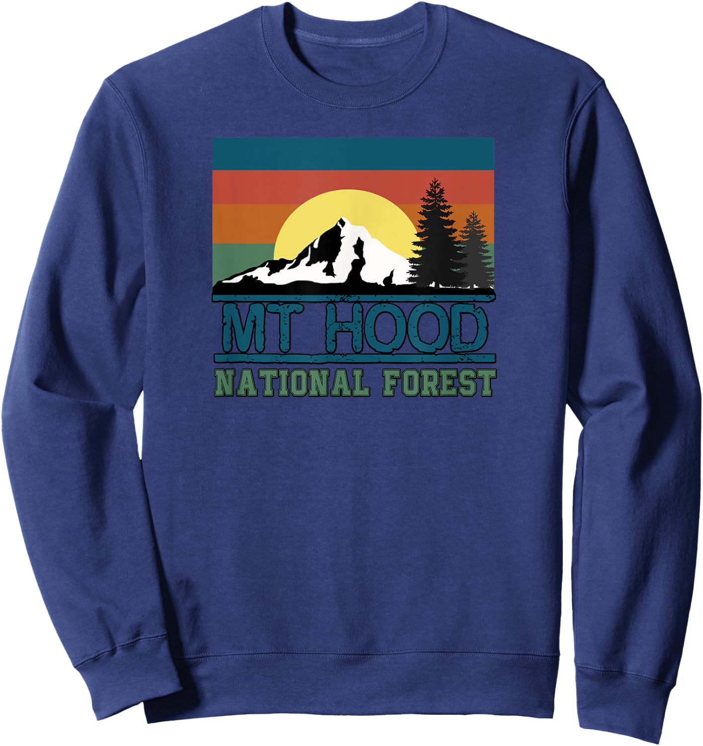 Mt Hood Oregon National Forest Trees Retro Women Kid Sweatshirt - Sweatshirt | Navy