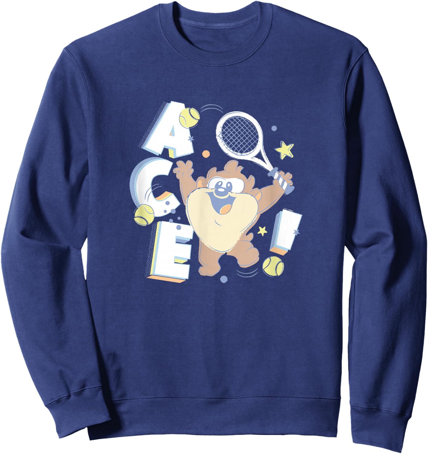 Looney Tunes Tasmanian Devil Little Ace Tennis Sports Logo Sweatshirt - Sweatshirt | Navy
