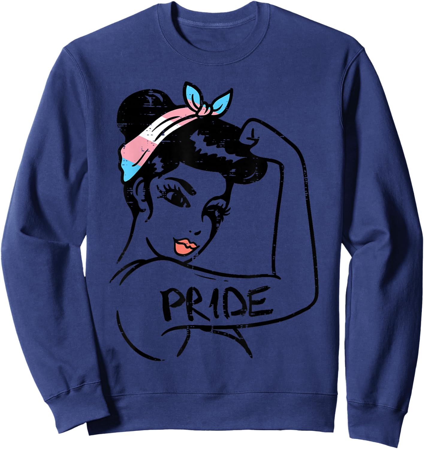 Unbreakable Strong Woman Transgender Trans Pride Flag Gift Sweatshirt - Sweatshirt | Navy