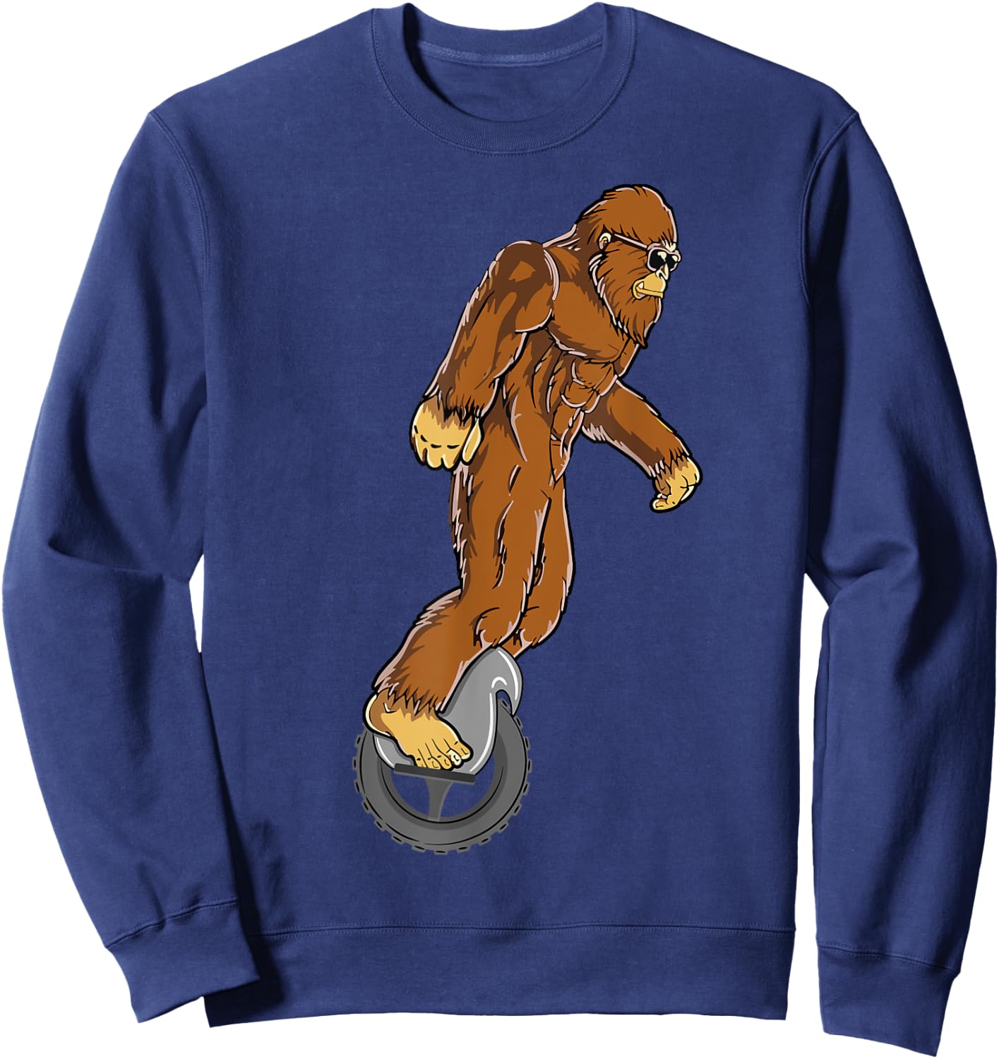 Sasquatch Bigfoot Funny Designs & Women Bigfoot on Electric Unicycle EUC Monowheel Airwheel Funny Sweatshirt - Sweatshirt | Navy