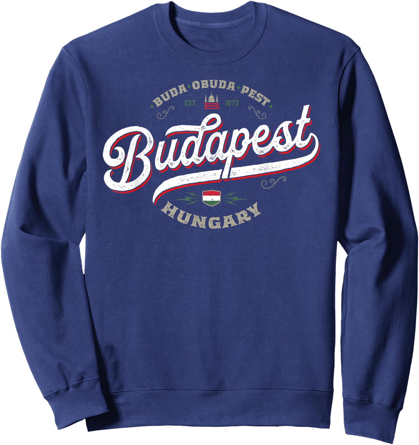 Budapest Hungary | Vintage Hungarian City Souvenir Travel Sweatshirt - Sweatshirt | Navy