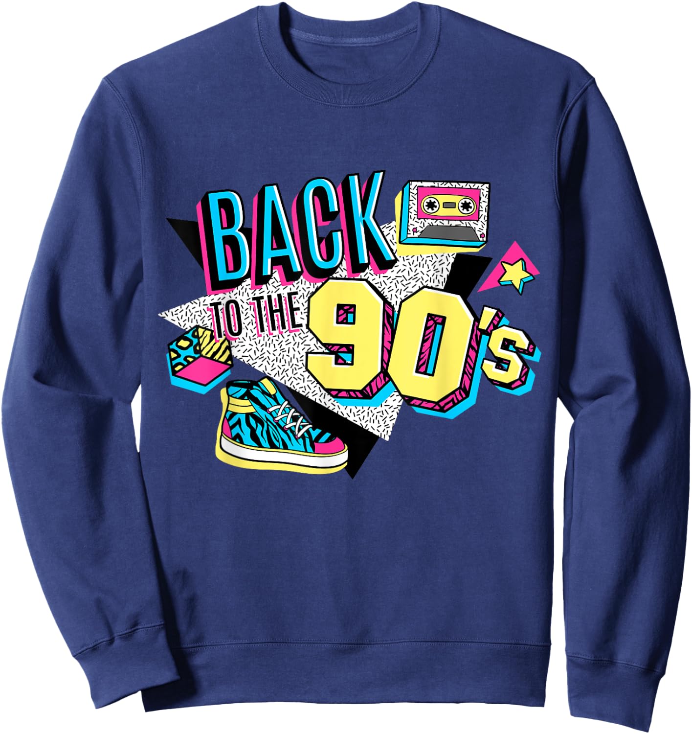 Men's Women's Kids Vintage Retro Back To 90's Graphic Design Sweatshirt - Sweatshirt | Navy