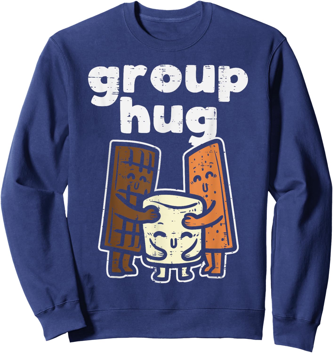 Group Hug Marshmallow Smore Funny Camping Pun Camper Family Sweatshirt - Sweatshirt | Navy