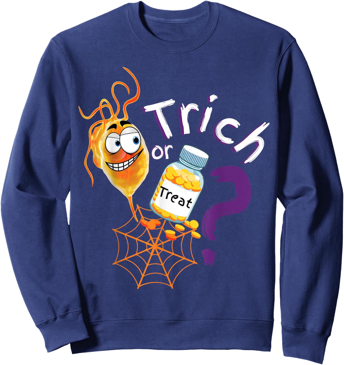 Trick Or Treat Spooky Medical Student Ed Nurse Doctor Sweatshirt - Sweatshirt | Navy