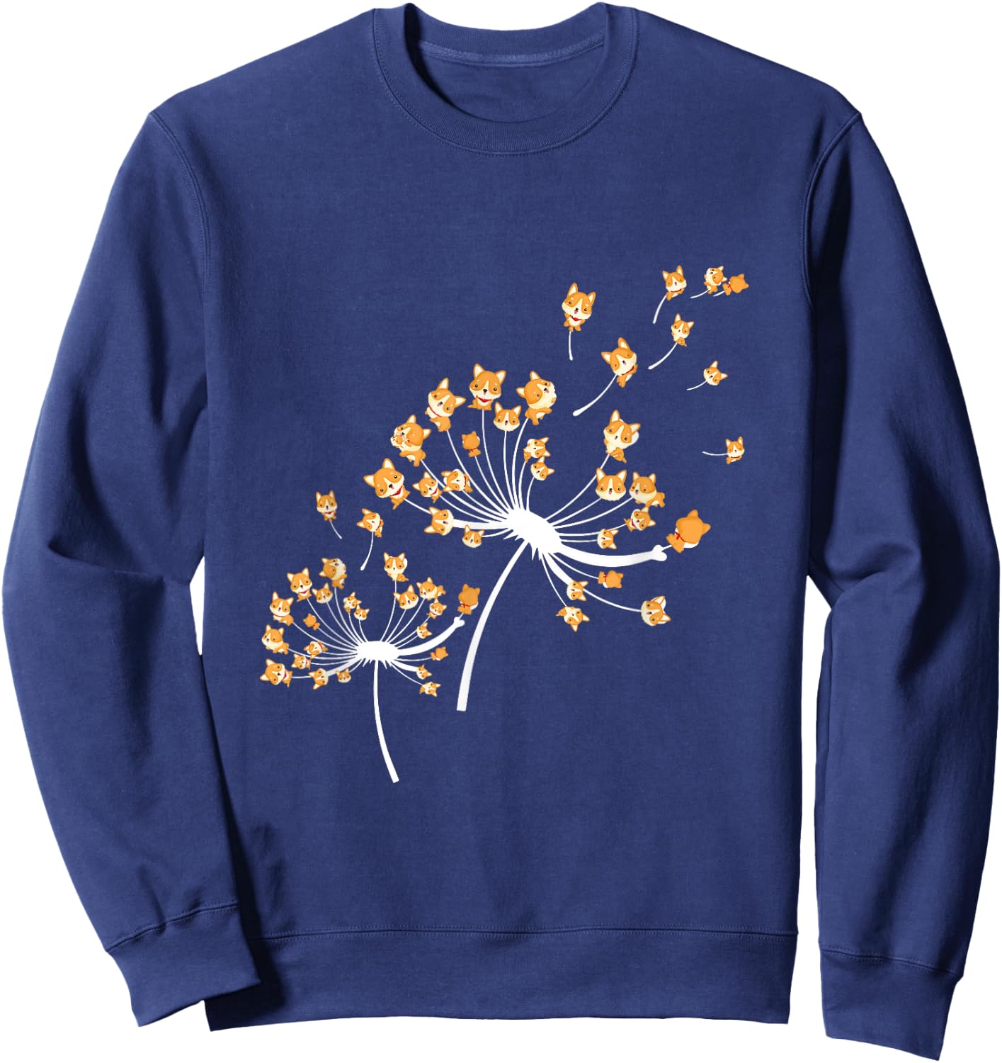 Corgi Flower Fly Dandelion Funny Dog Owner Lover Women Girls Kids Sweatshirt - Sweatshirt | Navy
