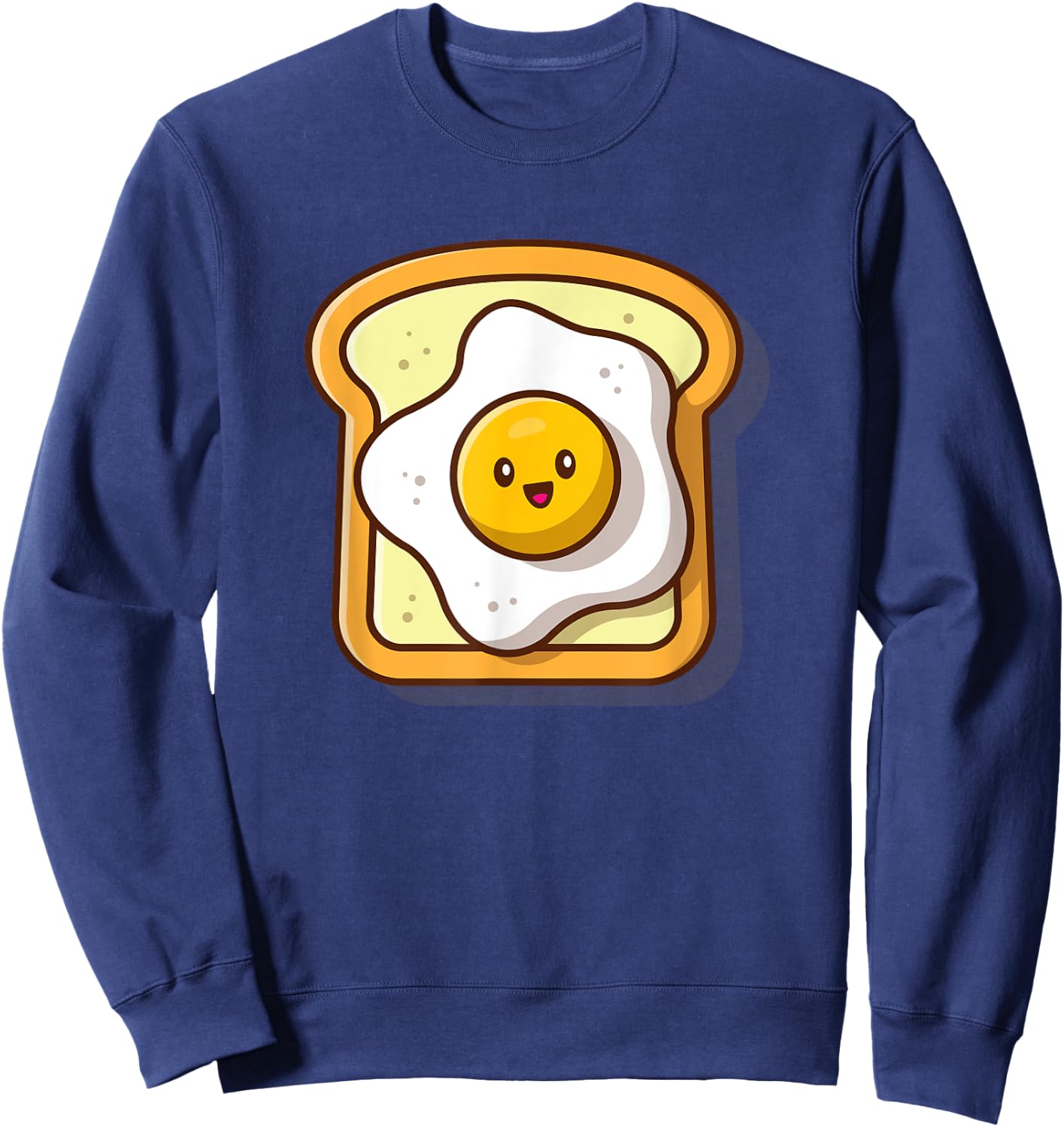 Broke Artist Cute Eggs Toast Kawaii Breakfast Foodie Sweatshirt - Sweatshirt | Navy
