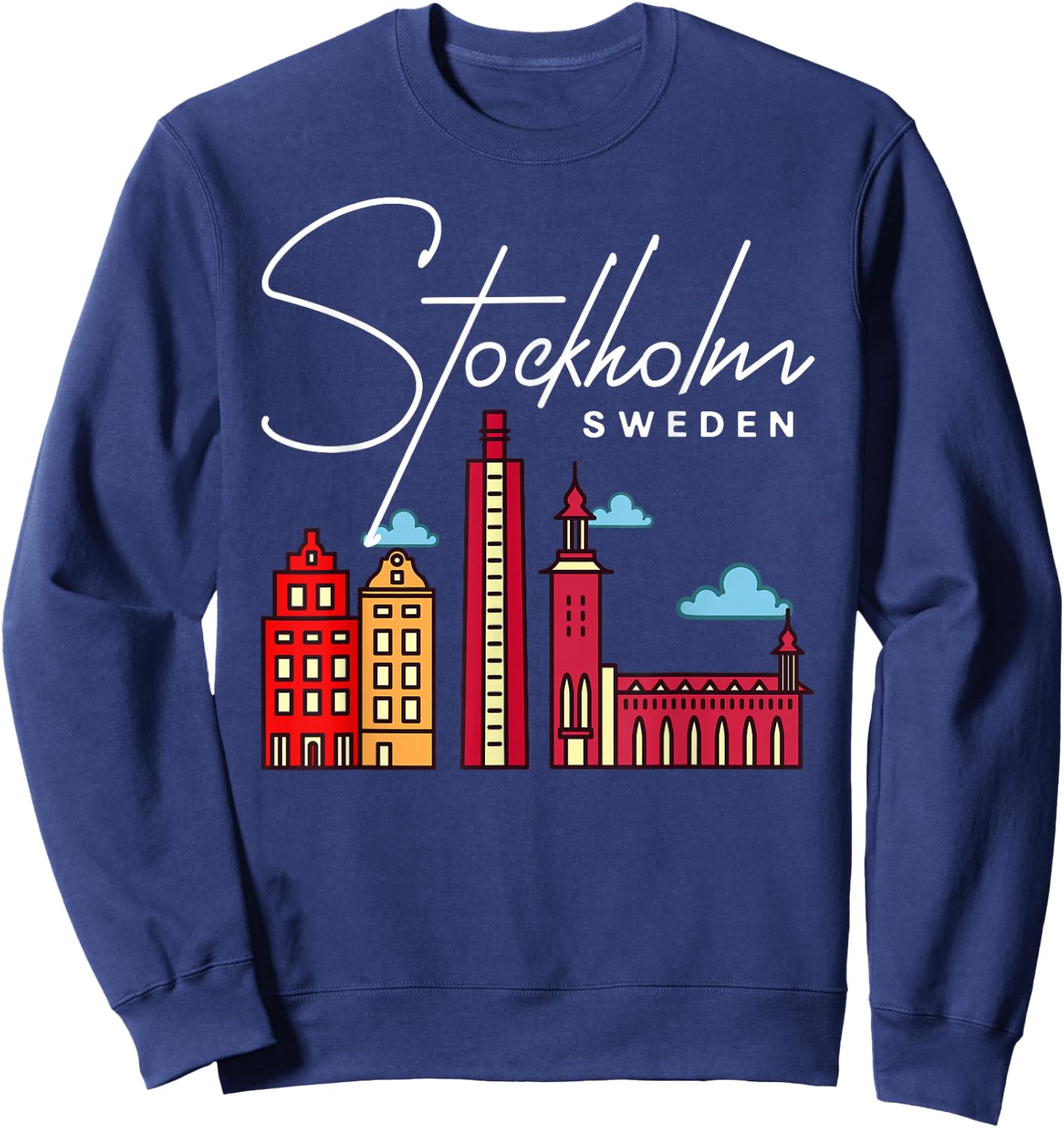 Stockholm Sweden City Skyline Map Travel Sweatshirt - Sweatshirt | Navy