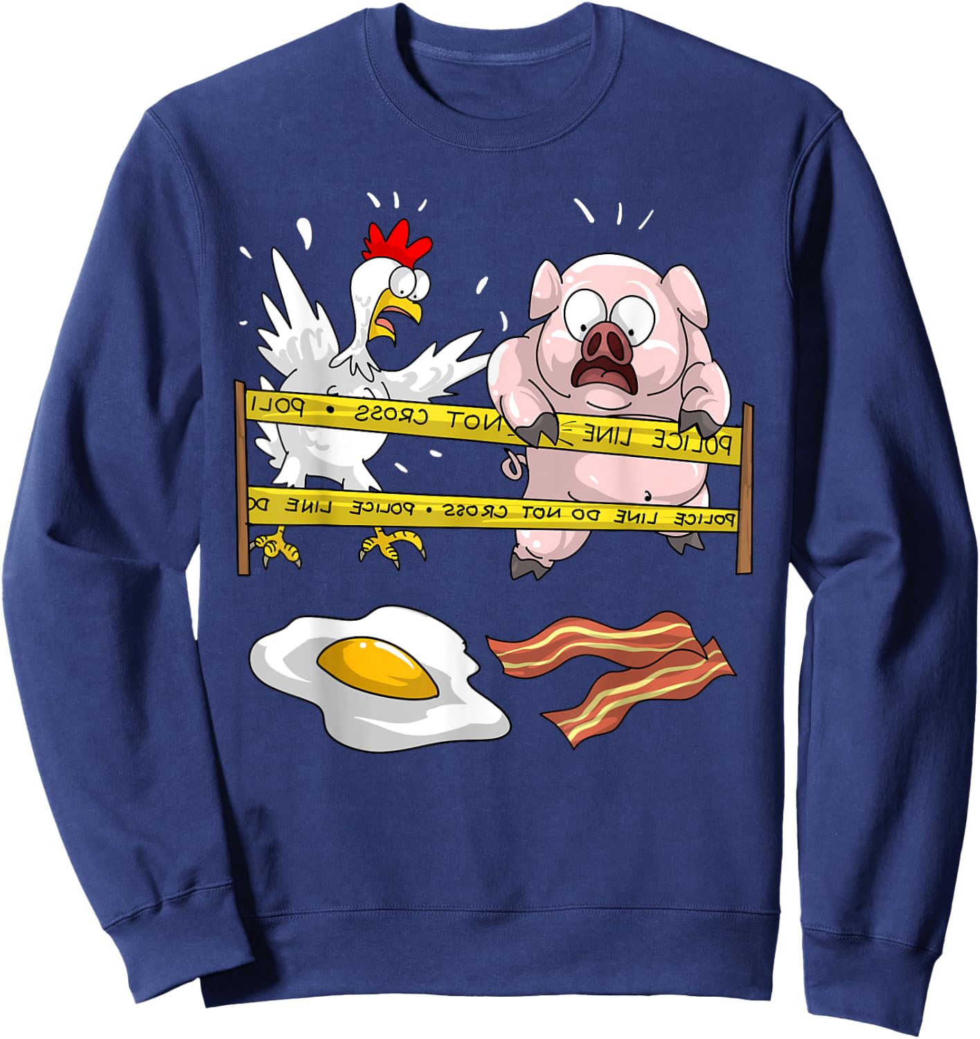 Cute Police Line Do Not Cross | Funny Chicken Pig Eater Gift Sweatshirt - Sweatshirt | Navy